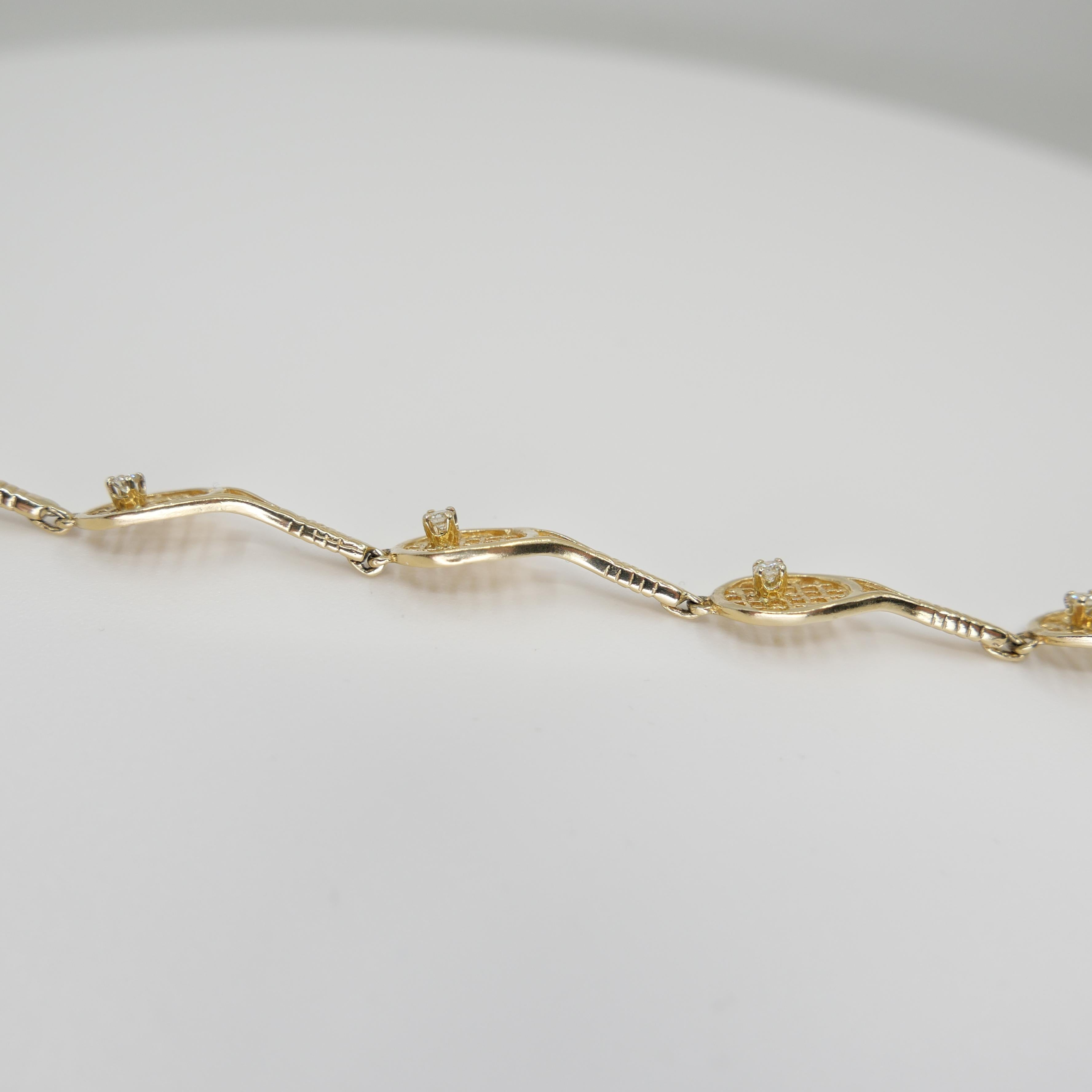 Le véritable bracelet tennis avec diamants Confortable. Or jaune massif. en vente 2