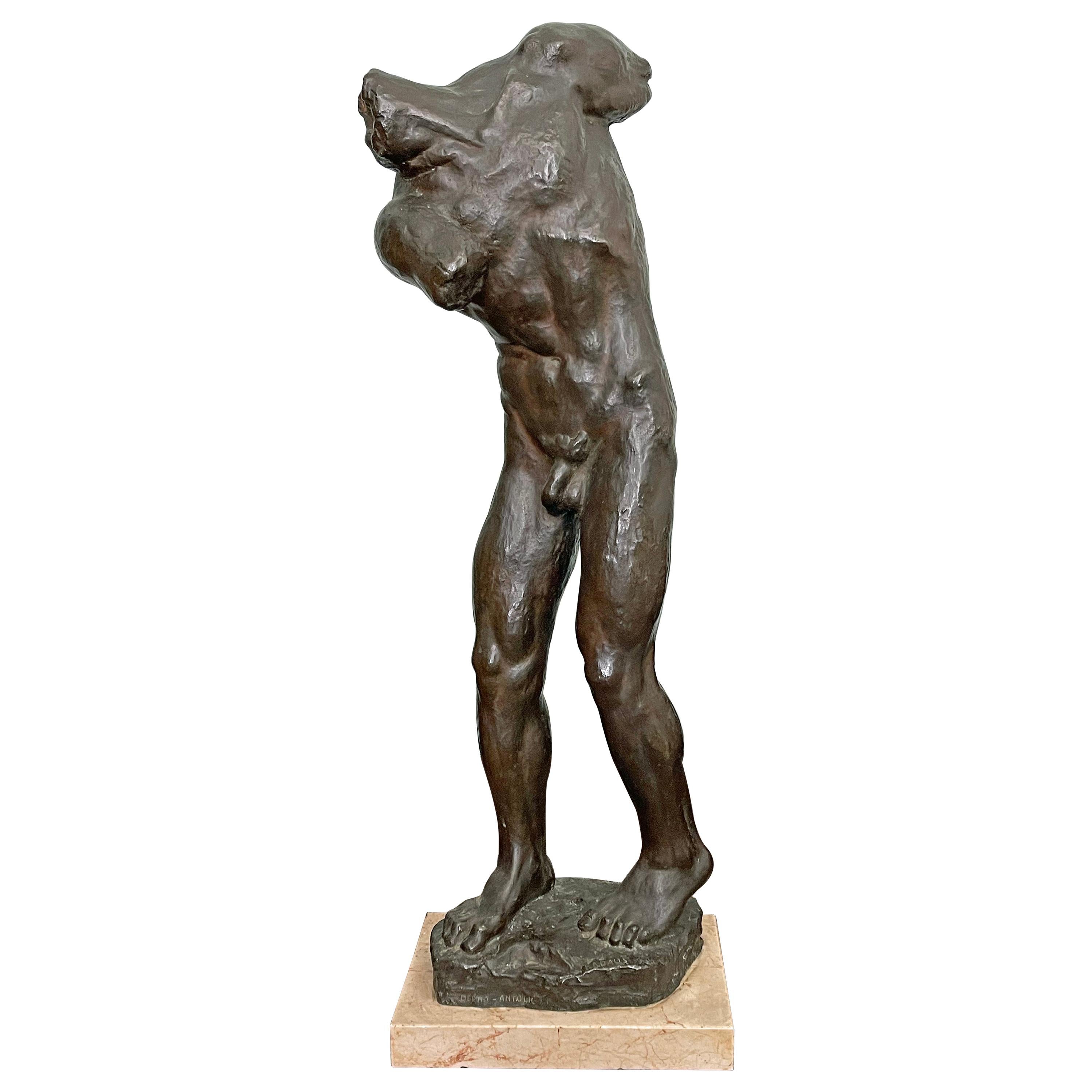 "The Reaper," Large, Spectacular Male Nude Bronze Sculpture by Radauš, 1934