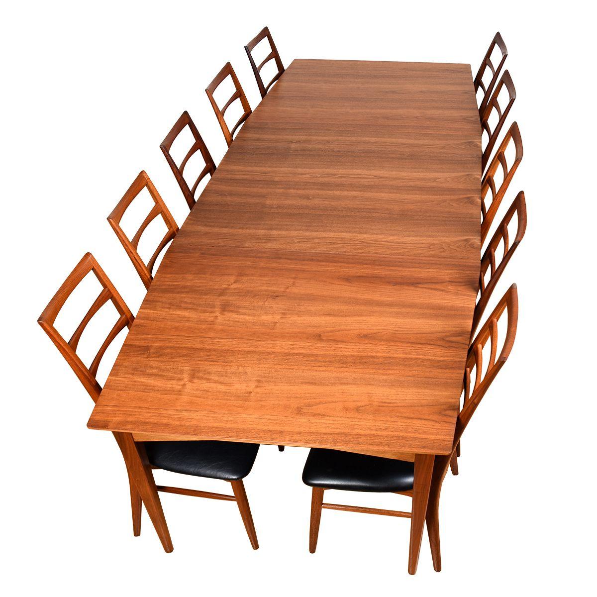Rectangular-Polygon Mid-Century Modern Walnut Expanding Dining Table 4