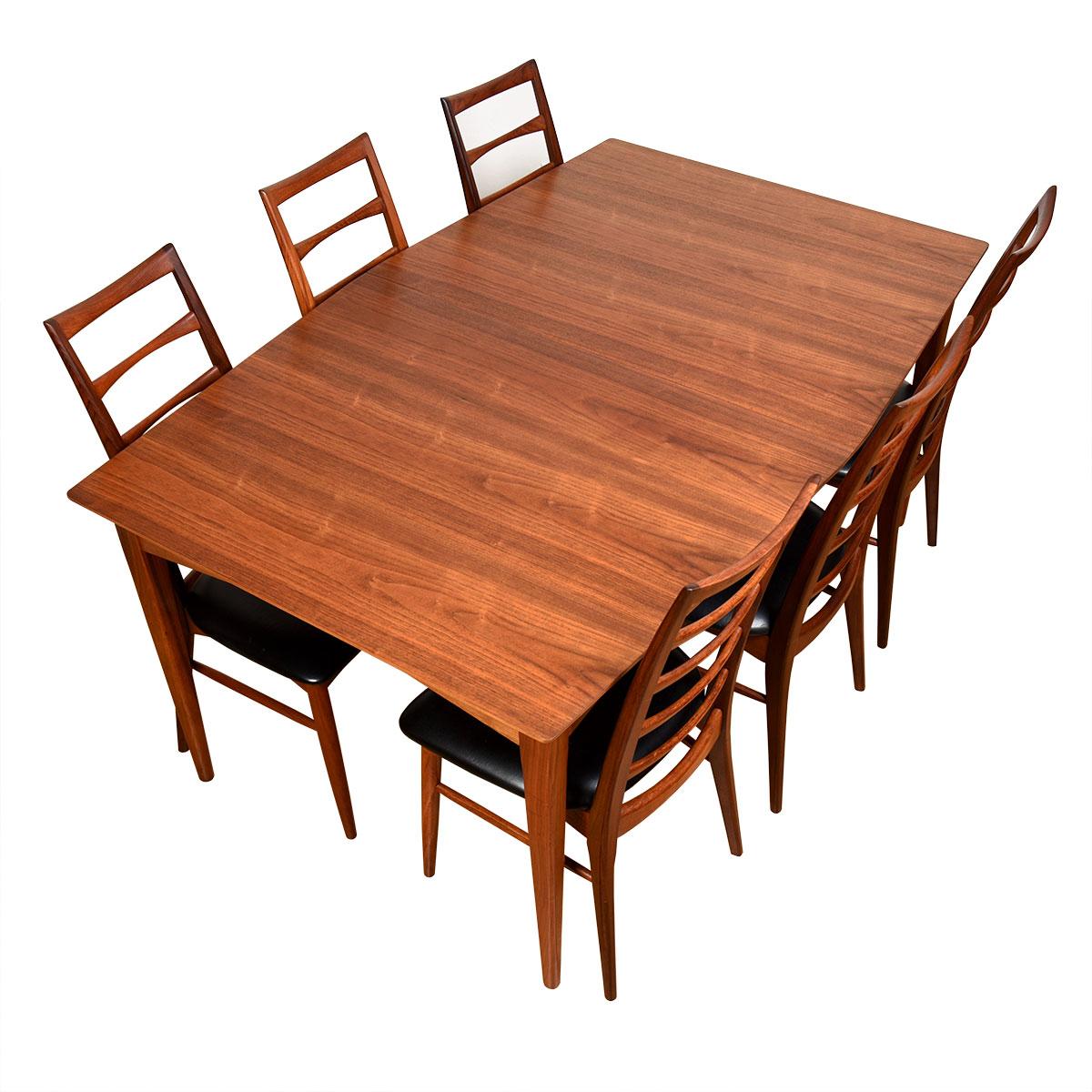 20th Century Rectangular-Polygon Mid-Century Modern Walnut Expanding Dining Table