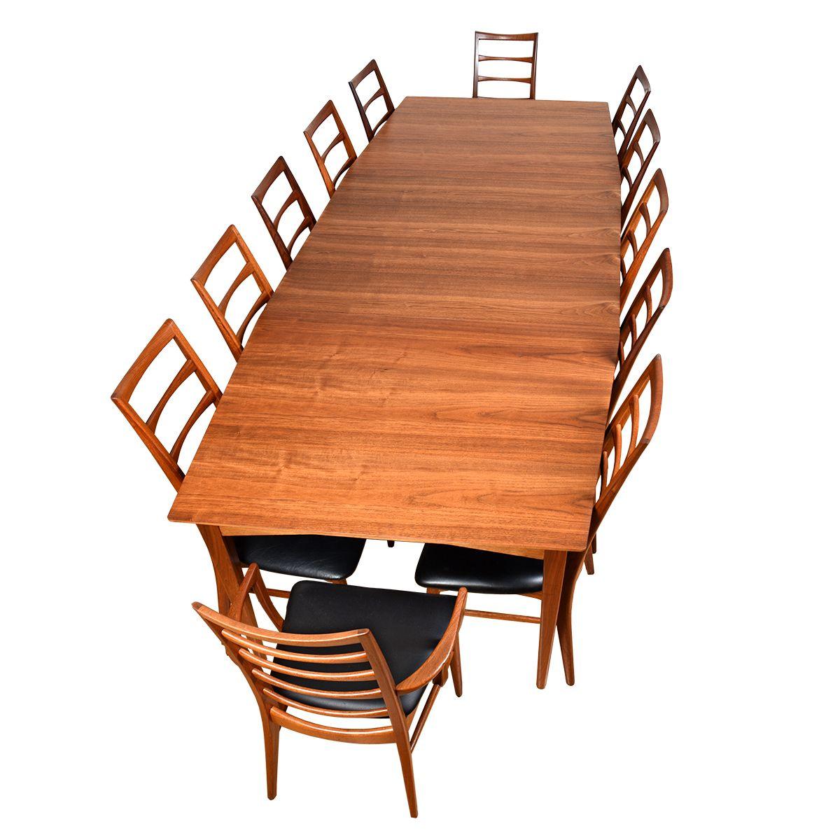 Rectangular-Polygon Mid-Century Modern Walnut Expanding Dining Table 3