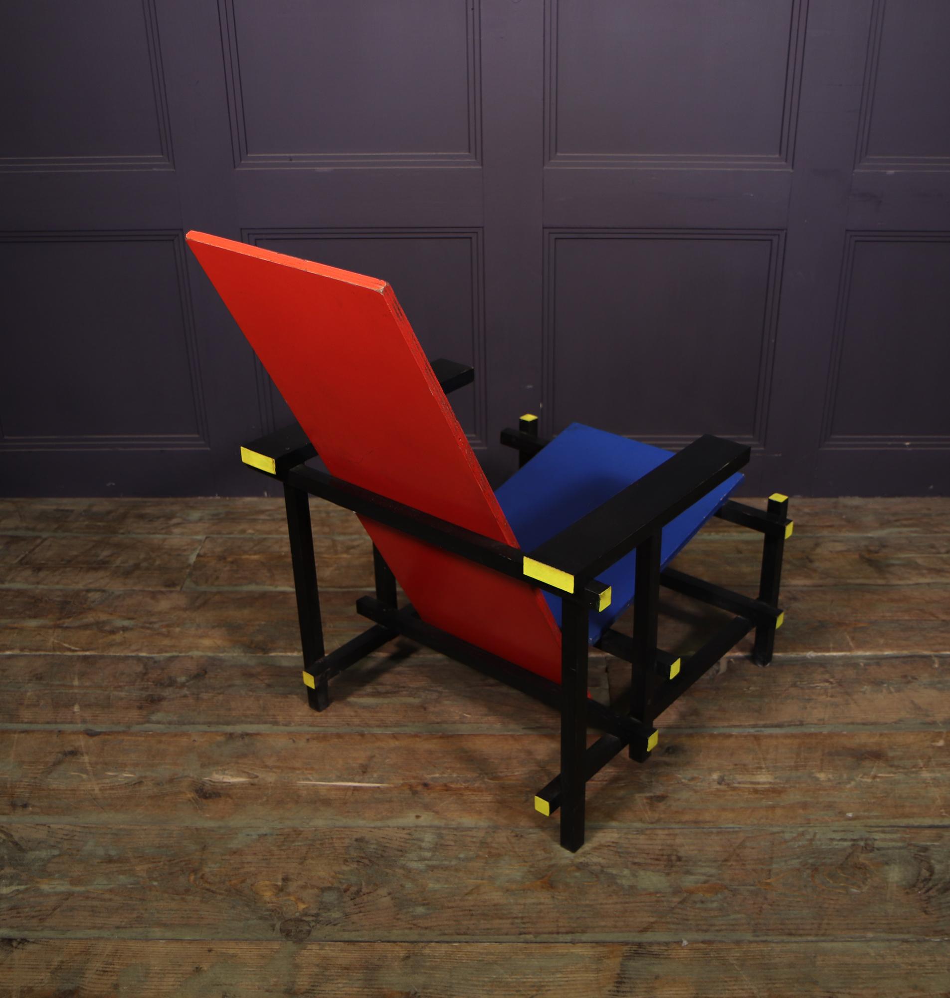 Modern Red Blue Chair by Gerrit Rietveld, c1970