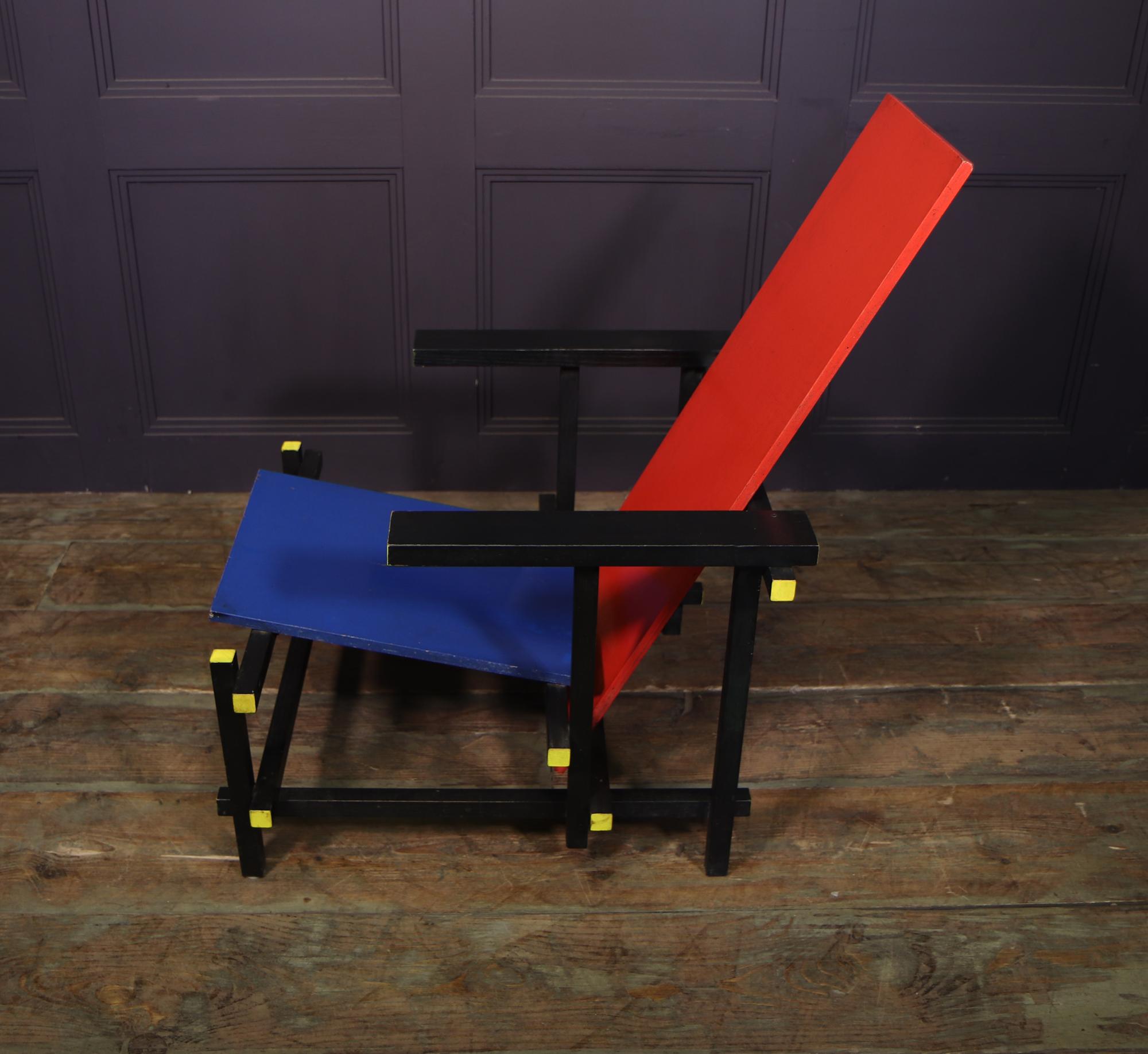 Red Blue Chair by Gerrit Rietveld, c1970 In Good Condition In Paddock Wood Tonbridge, GB