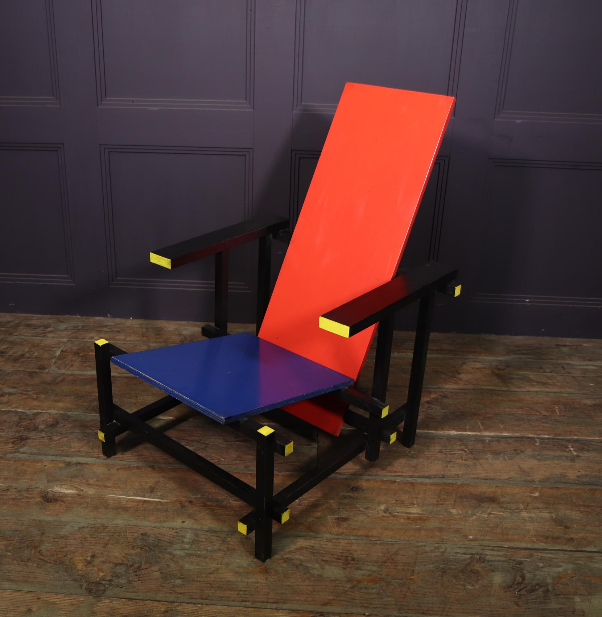 Late 20th Century Red Blue Chair by Gerrit Rietveld, c1970