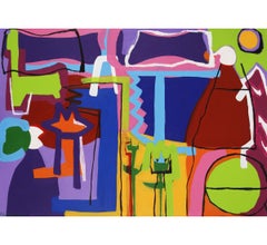 "The Red Drum" grande peinture contemporaine expressionniste abstraite toile acrylique