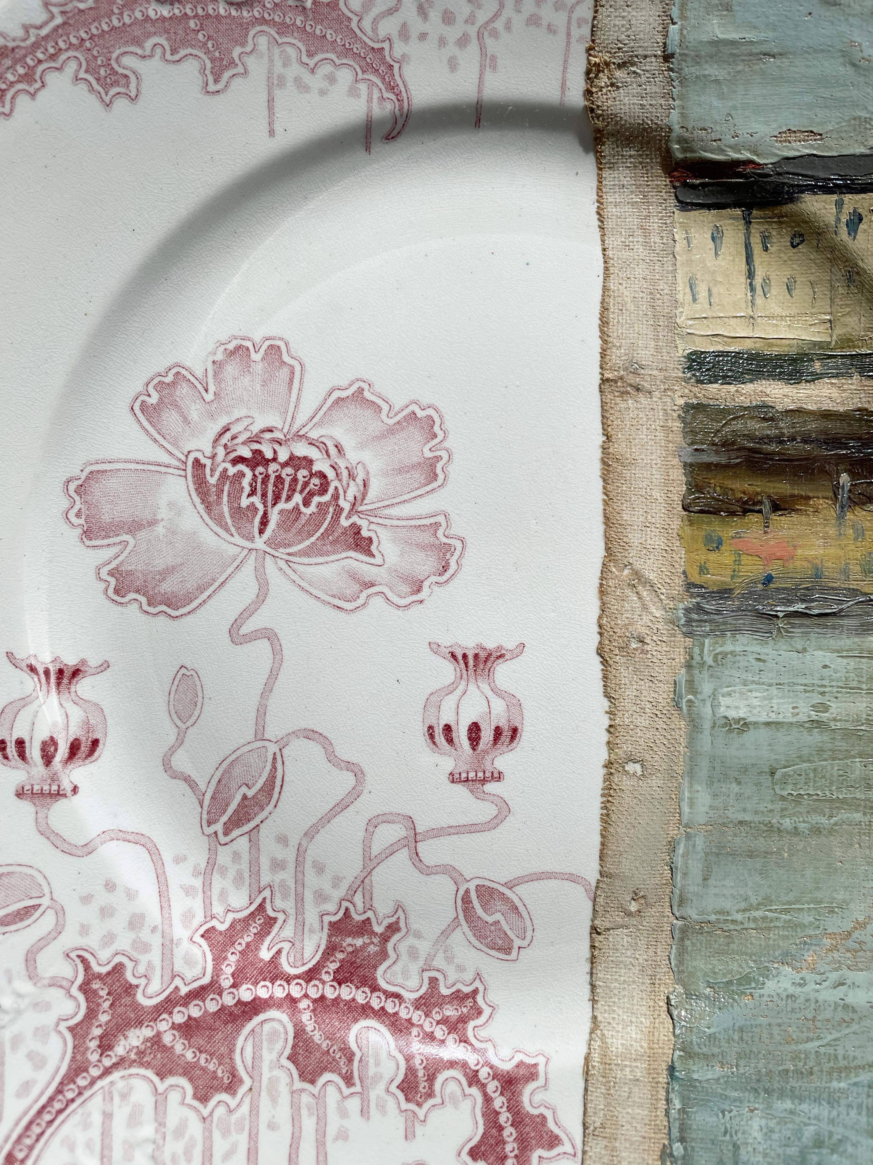 Wall Art Installation: Ceramic Plates/Oil on Canvas - 