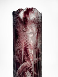 "The Reeds", layered hand blown glass, hand engraved organic motive