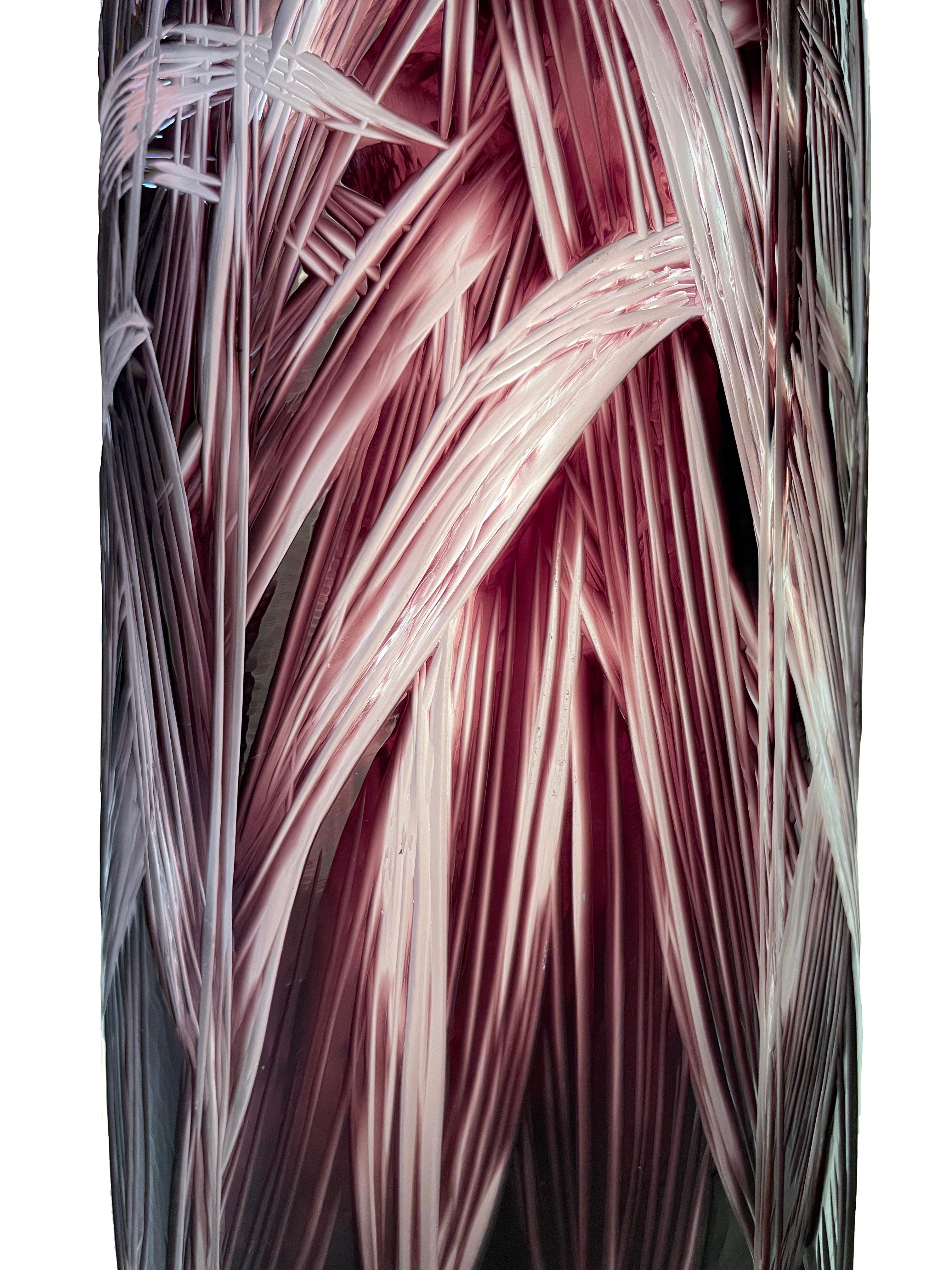 „The Reeds“, geschichtetes mundgeblasenes Glas, handgraviertes organisches Motiv im Angebot 2