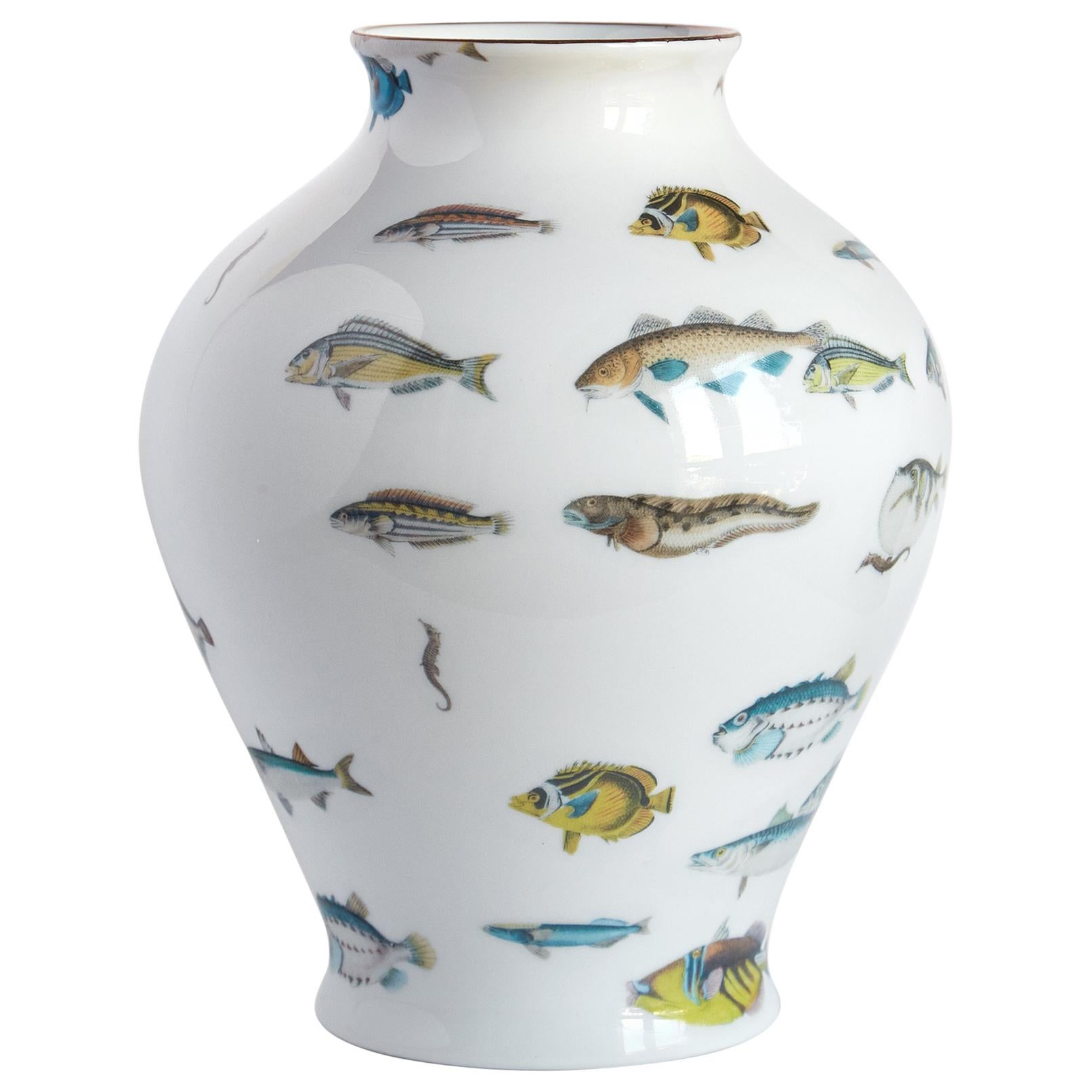 Reef, Contemporary Porcelain Vase with Decorative Design by Vito Nesta For Sale