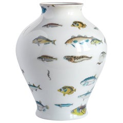 Reef, Contemporary Porcelain Vase with Decorative Design by Vito Nesta