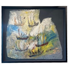 Abstraktes Gemälde „The Regatta“ auf Stoff, 1992 von Purvis Young