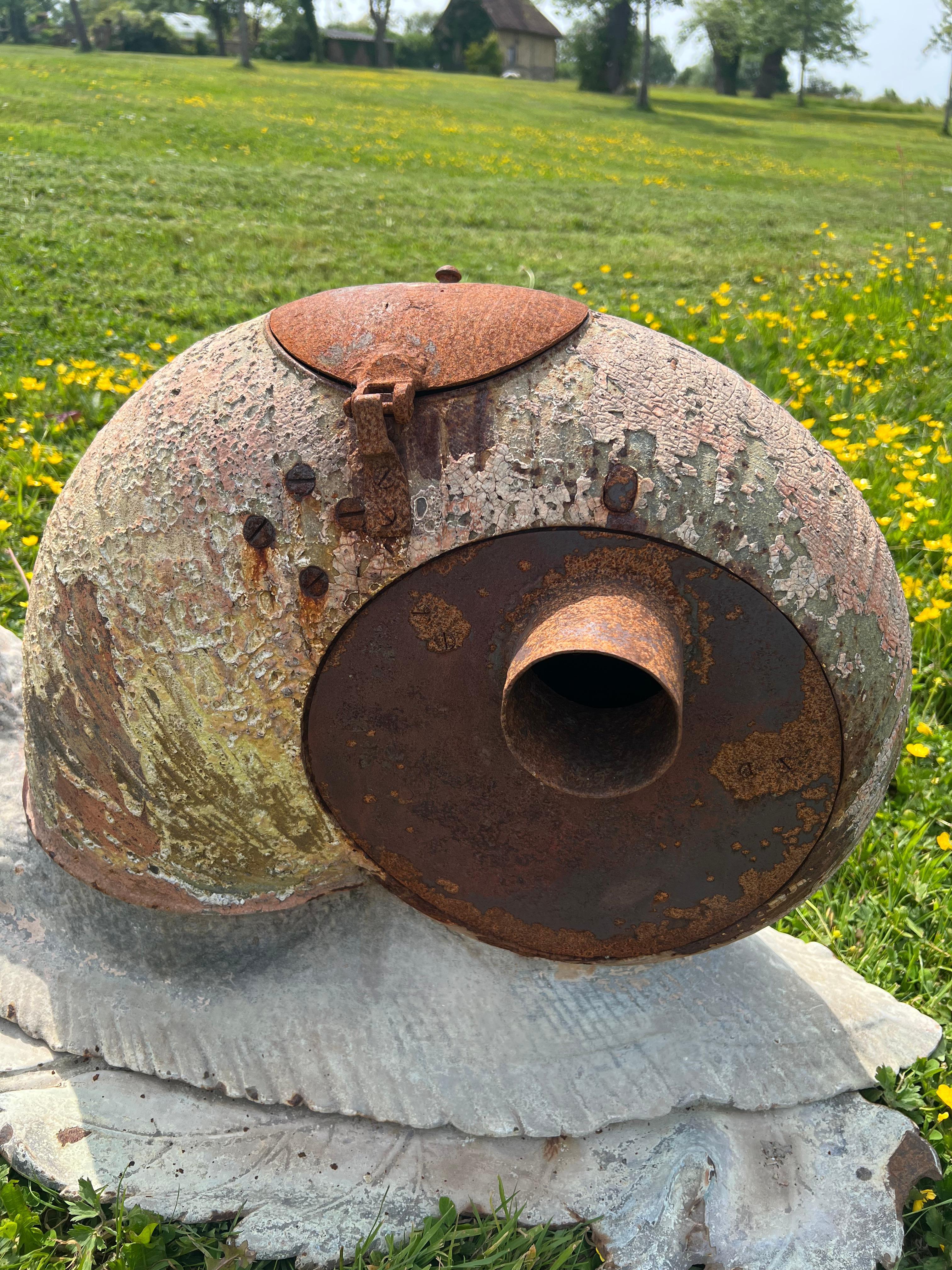 Late 19th Century “The Reims Snail” by Alfred Lefebvre (1845–1916), a enameled cast iron stove For Sale