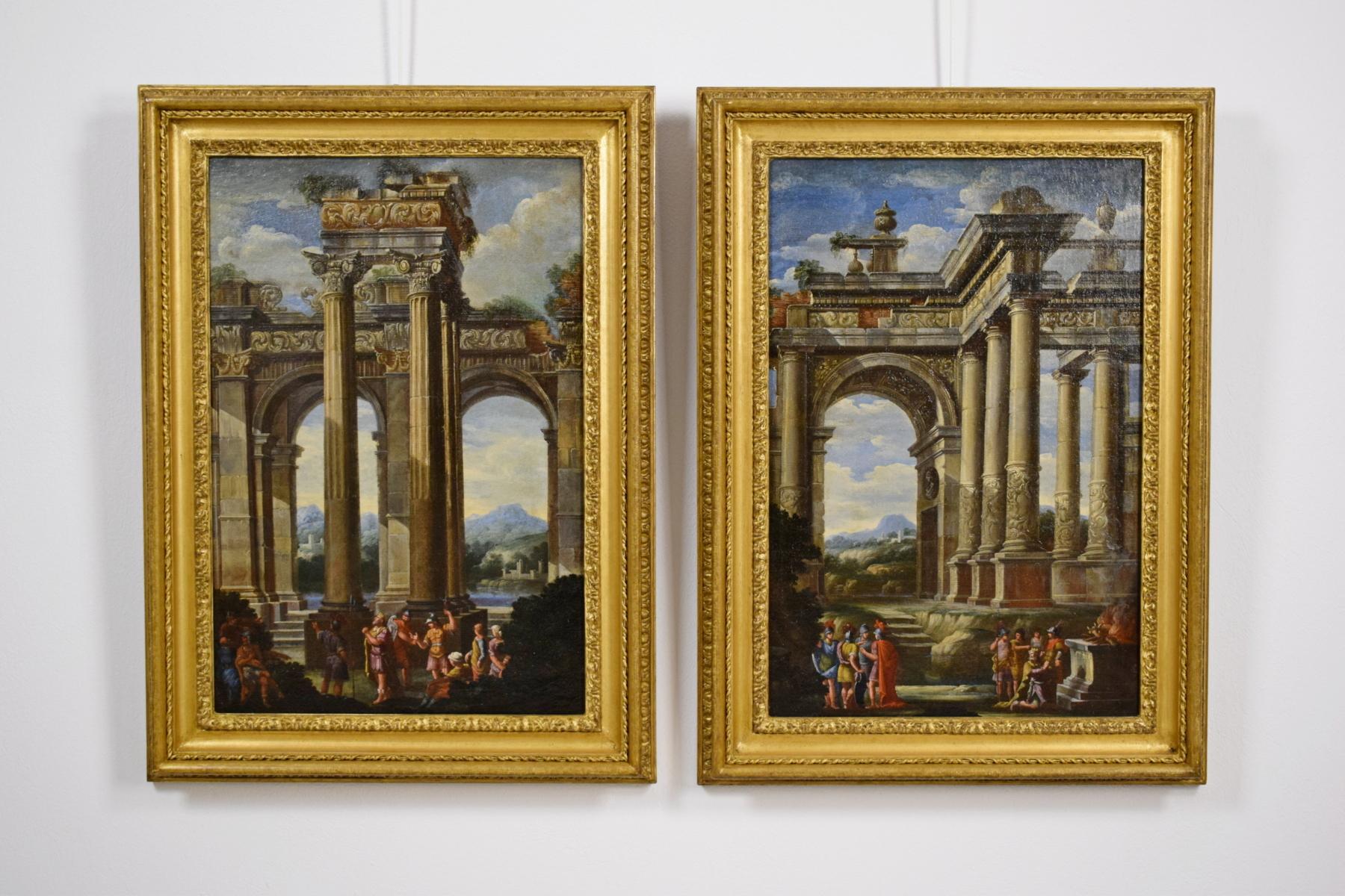 Alberto Carlieri (Rome 1672-1720)

The repentance and sacrifice of King David

Oil on canvas, Measurements: with frame H 87 x W 64 cm - only square H 70 x L 47 cm

Good storage conditions

The pair of paintings depicts two architectural whims with