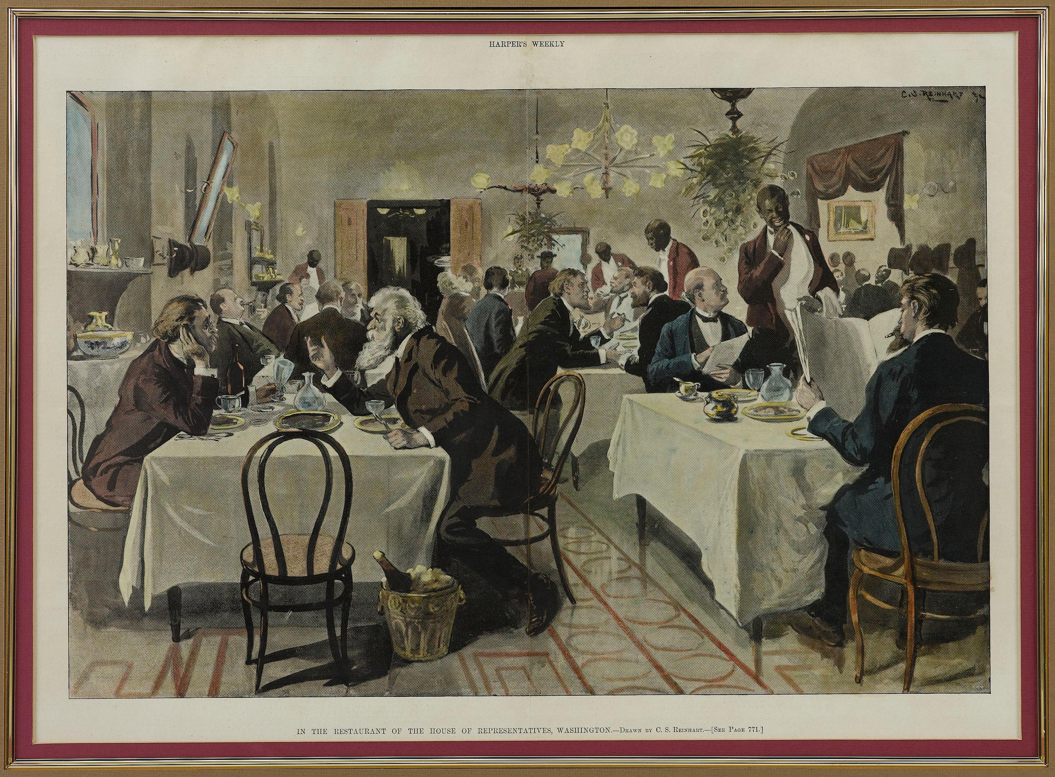 American “The Restaurant of the House of Representatives” Engraving by Harper's Weekly For Sale