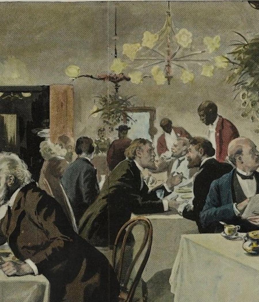 Das Restaurant des Repräsentantenhauses Kupferstich von Harper's Weekly (Spätes 19. Jahrhundert) im Angebot
