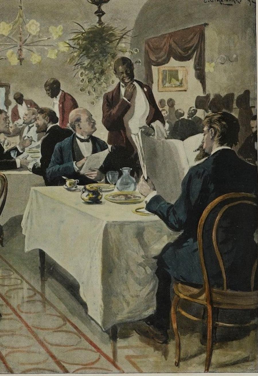 Das Restaurant des Repräsentantenhauses Kupferstich von Harper's Weekly (Papier) im Angebot