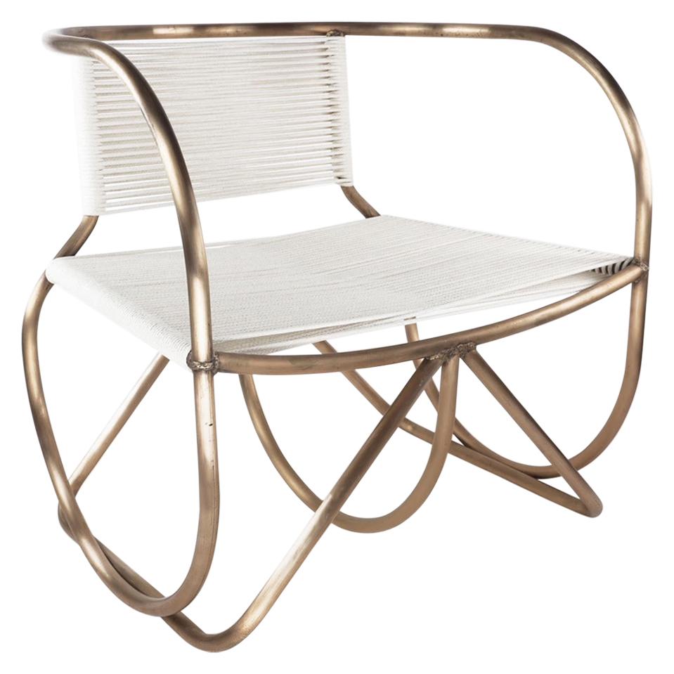 The Restraint Rocker Lounge Chair, Bronze and Rope by Christopher Kreiling For Sale