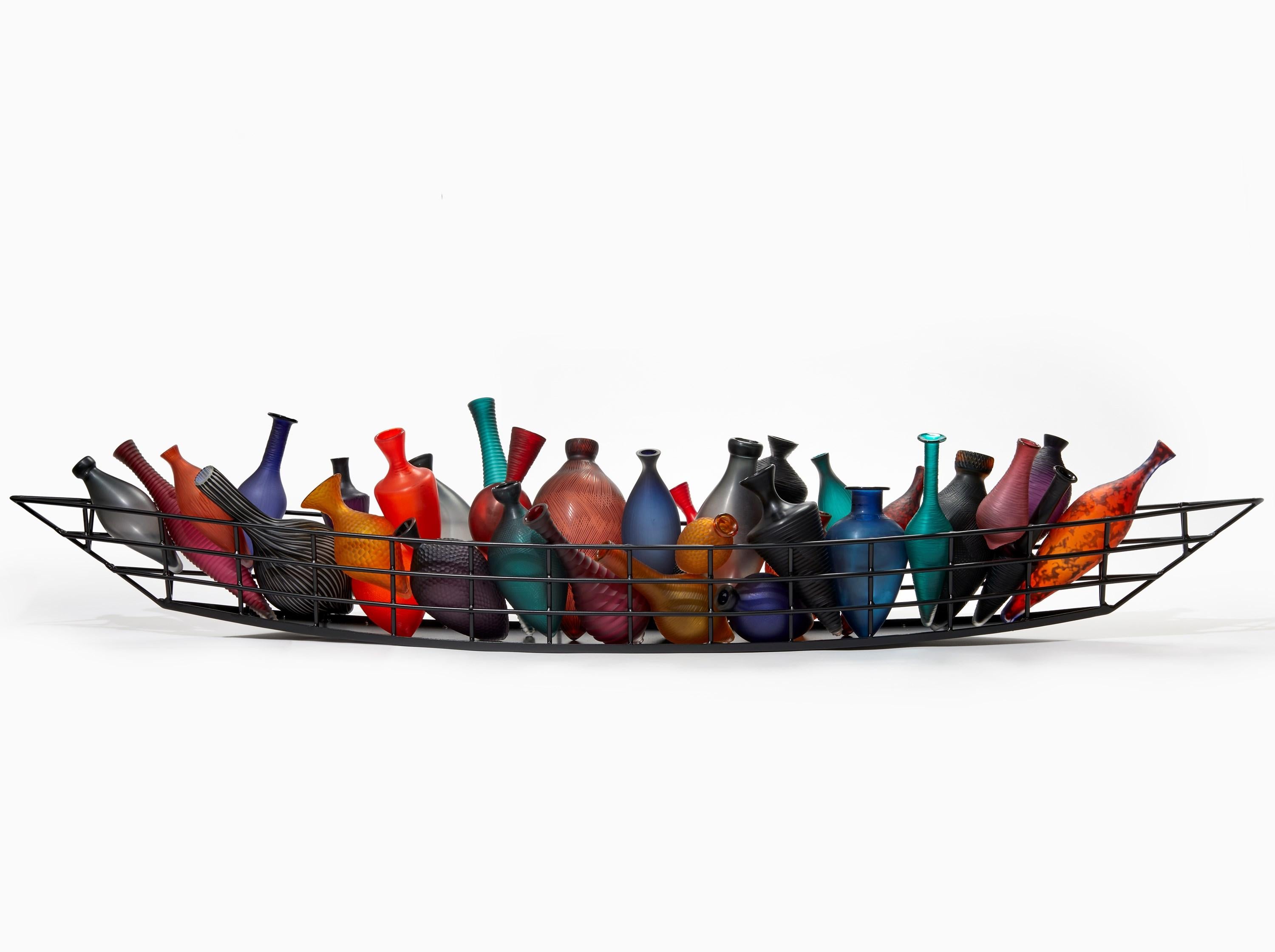 Organic Modern Return of History, a Colourful Boat Glass Sculpture by Baldwin & Guggisberg