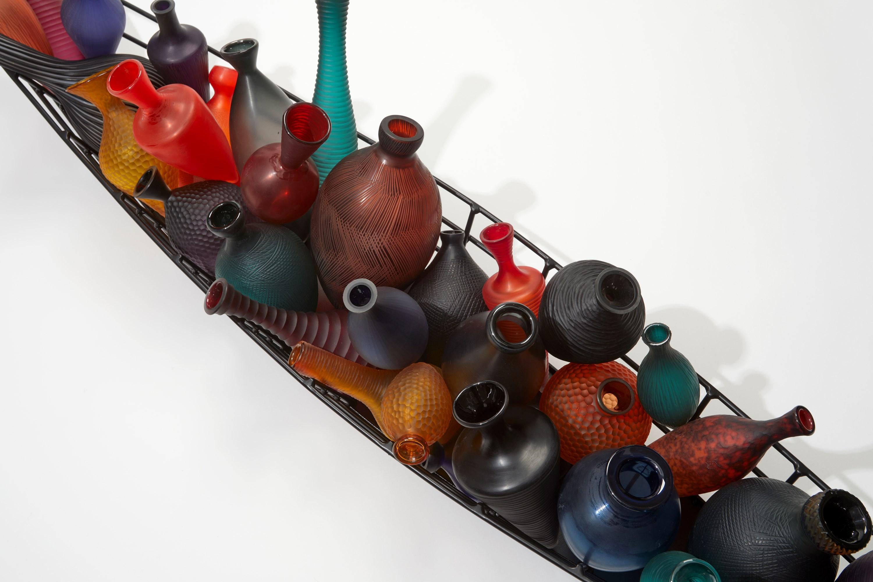 British Return of History, a Colourful Boat Glass Sculpture by Baldwin & Guggisberg