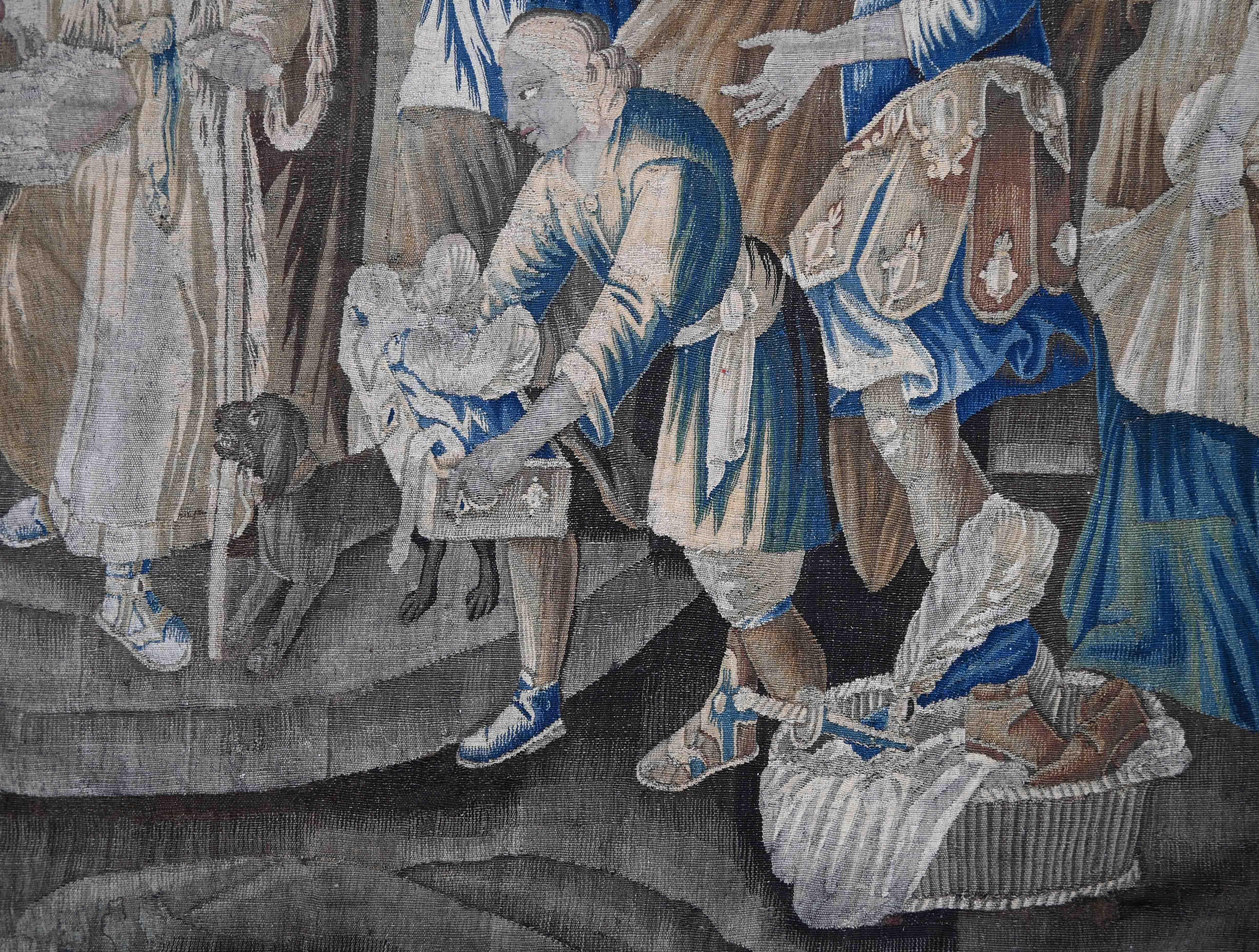 The Return of the Prodigal Son 17th Century Biblical Aubusson Tapestry - N° 1390 In Excellent Condition For Sale In Paris, FR