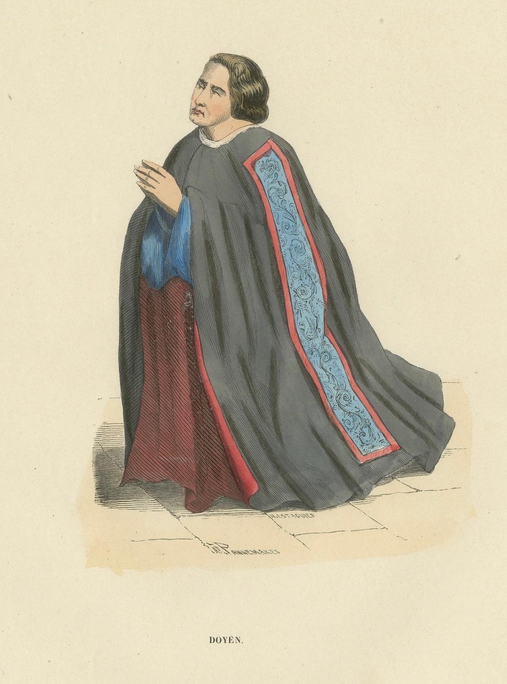 Mid-19th Century The Revered Doyen: A Portrait of Venerable Leadership, Lithograph Published 1847 For Sale