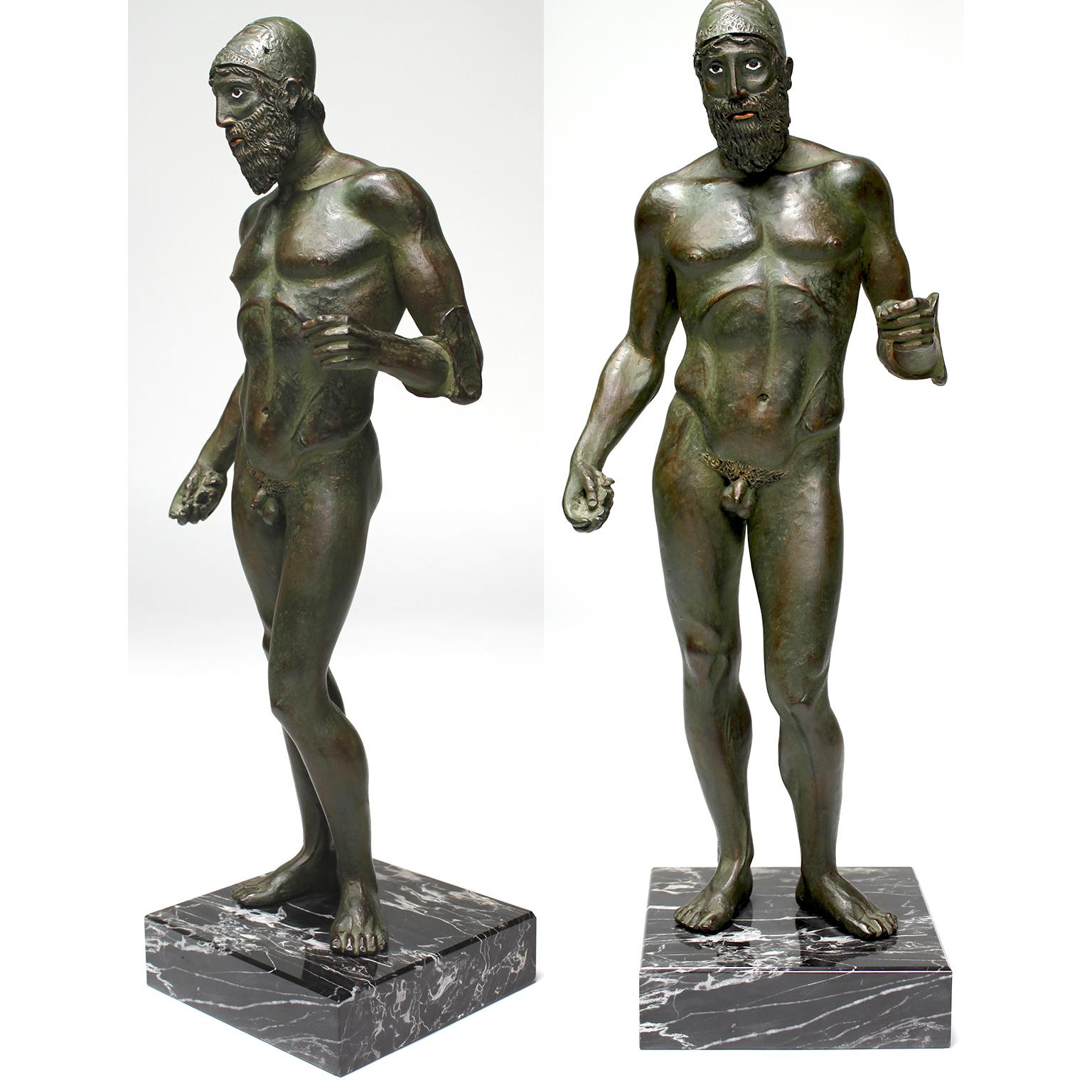 Classical Greek The Riace Warriors, A Fine Pair of Cold-Cast Copper and Resin Replica Figures  For Sale