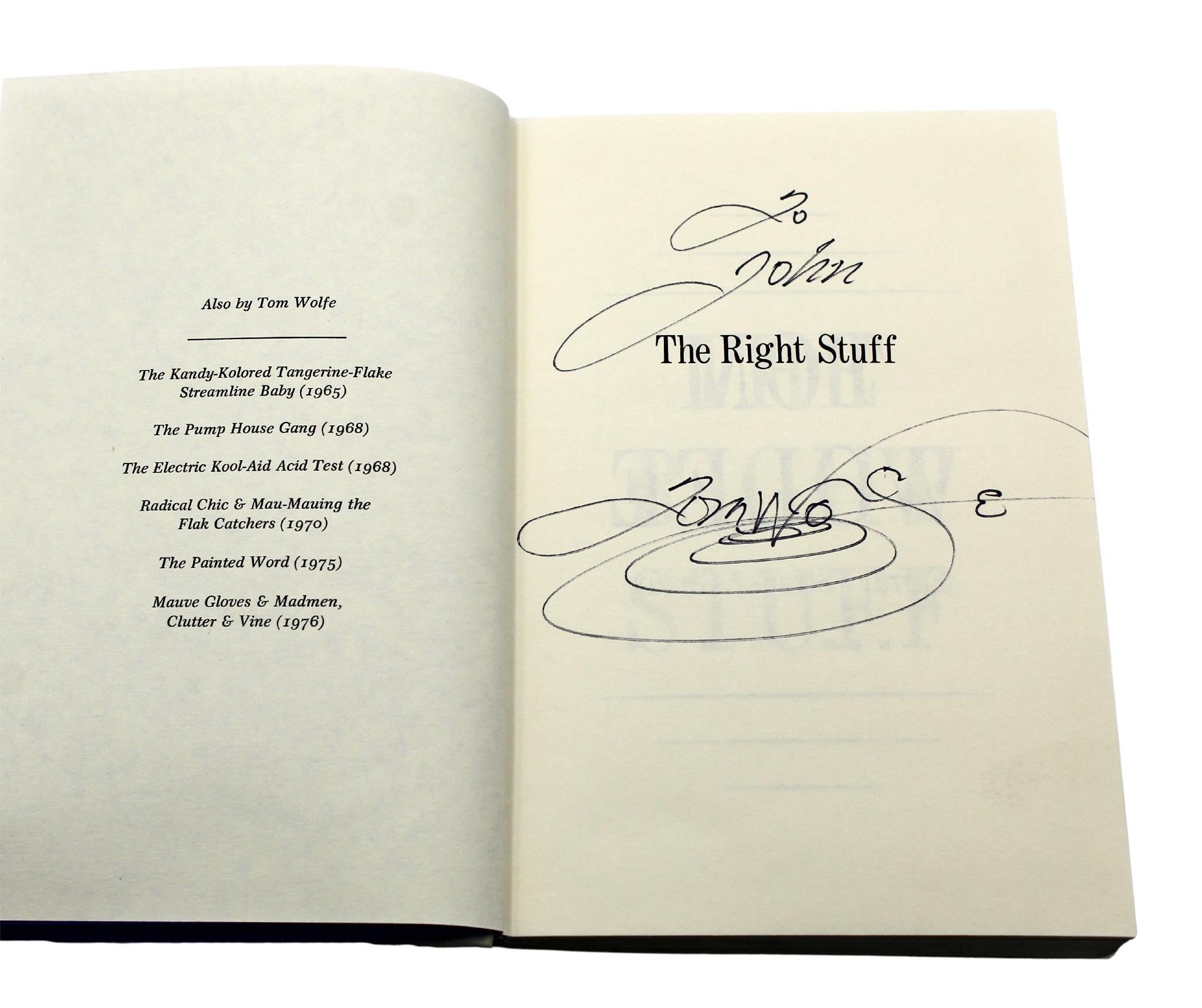 The Right Stuff signiert von Tom Wolfe, Erstausgabe in Original Aufbewahrungsbeuteljacke, 1979 im Zustand „Gut“ im Angebot in Colorado Springs, CO