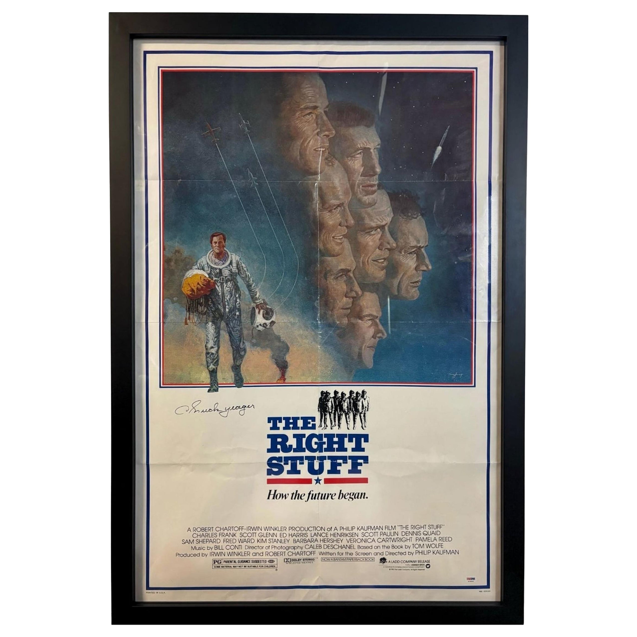 "The Right Stuff" Vintage Movie Poster, signiert von Chuck Yeager, 1983 im Angebot