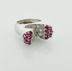 "The Ring of The Future" circa 1940s Ruby and Diamond Ring in White Gold