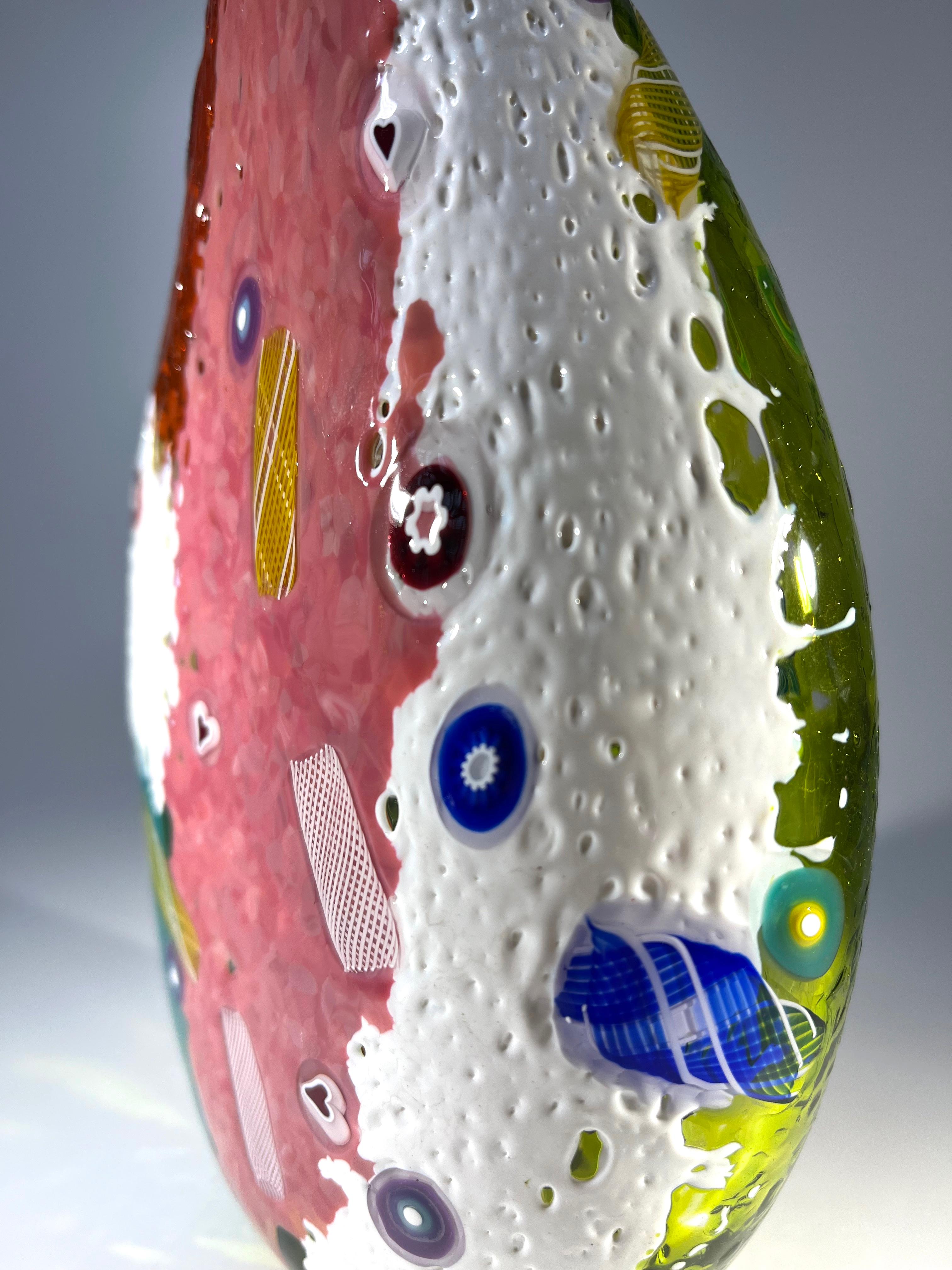 Fatto a mano Il vaso Rio Murrine e Zanfirico Art Glass Mike Hunter Twists Studio, Scozia in vendita