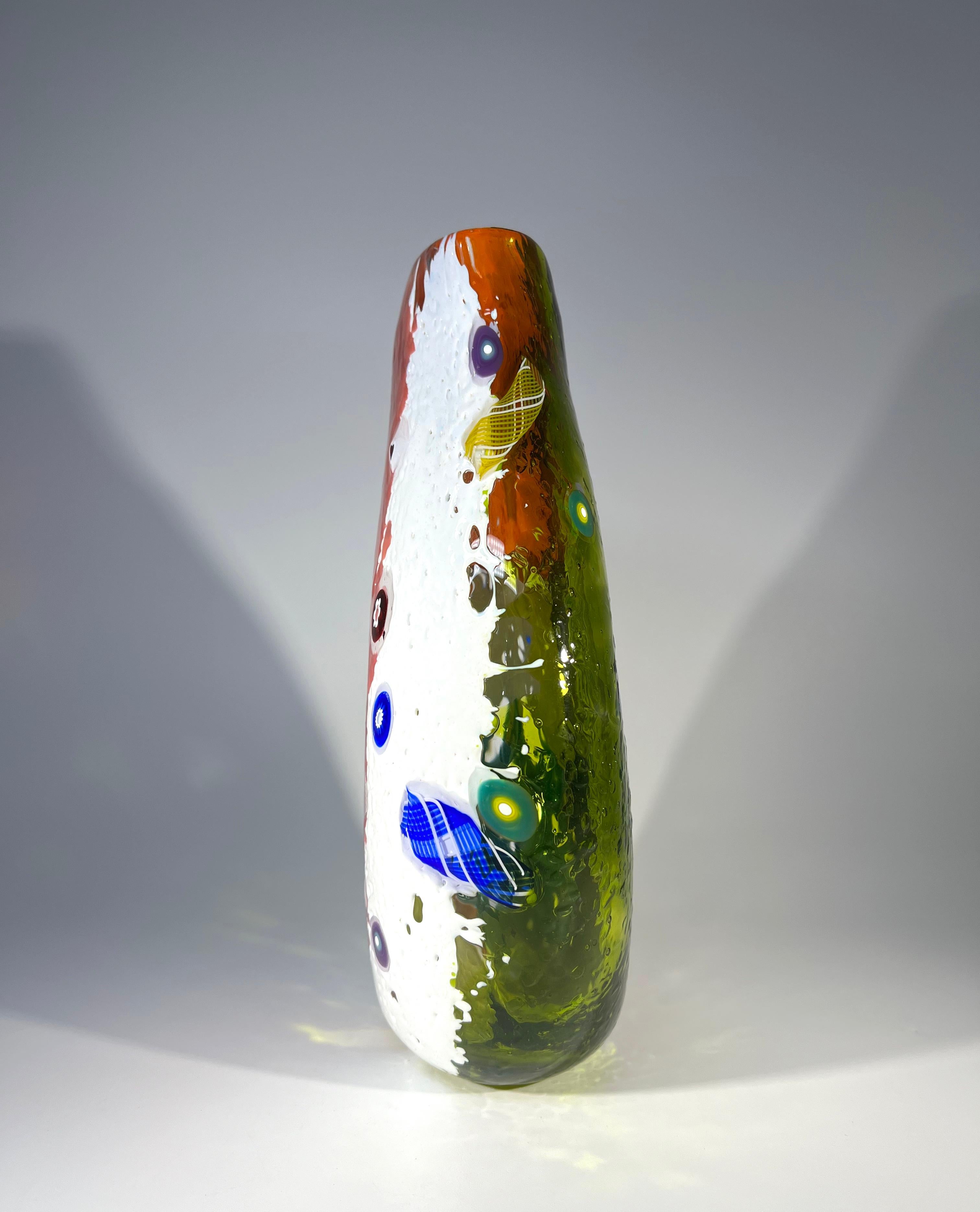 Il vaso Rio Murrine e Zanfirico Art Glass Mike Hunter Twists Studio, Scozia In condizioni ottime in vendita a Rothley, Leicestershire