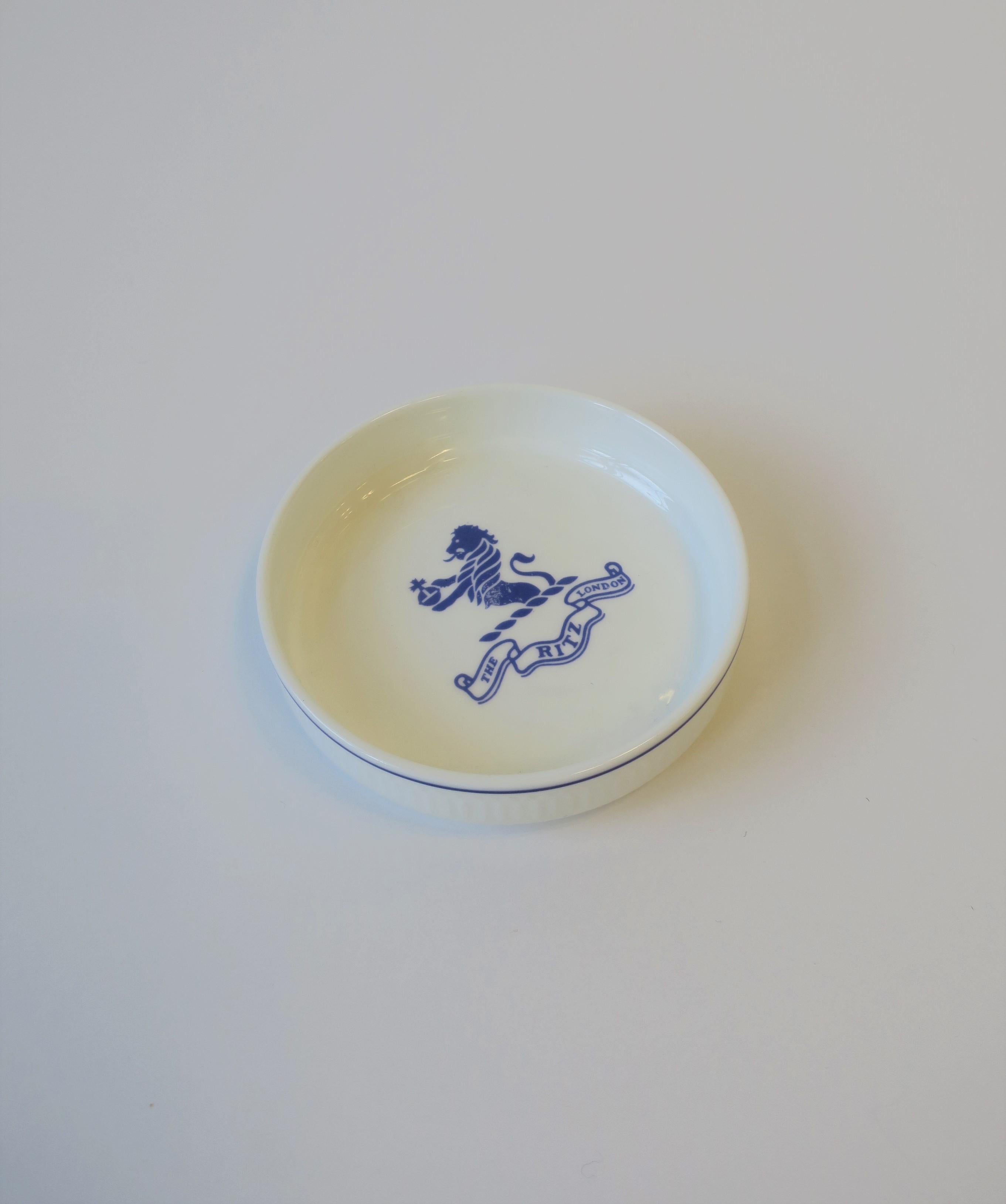 English The Ritz London Blue and White Porcelain Jewelry Dish