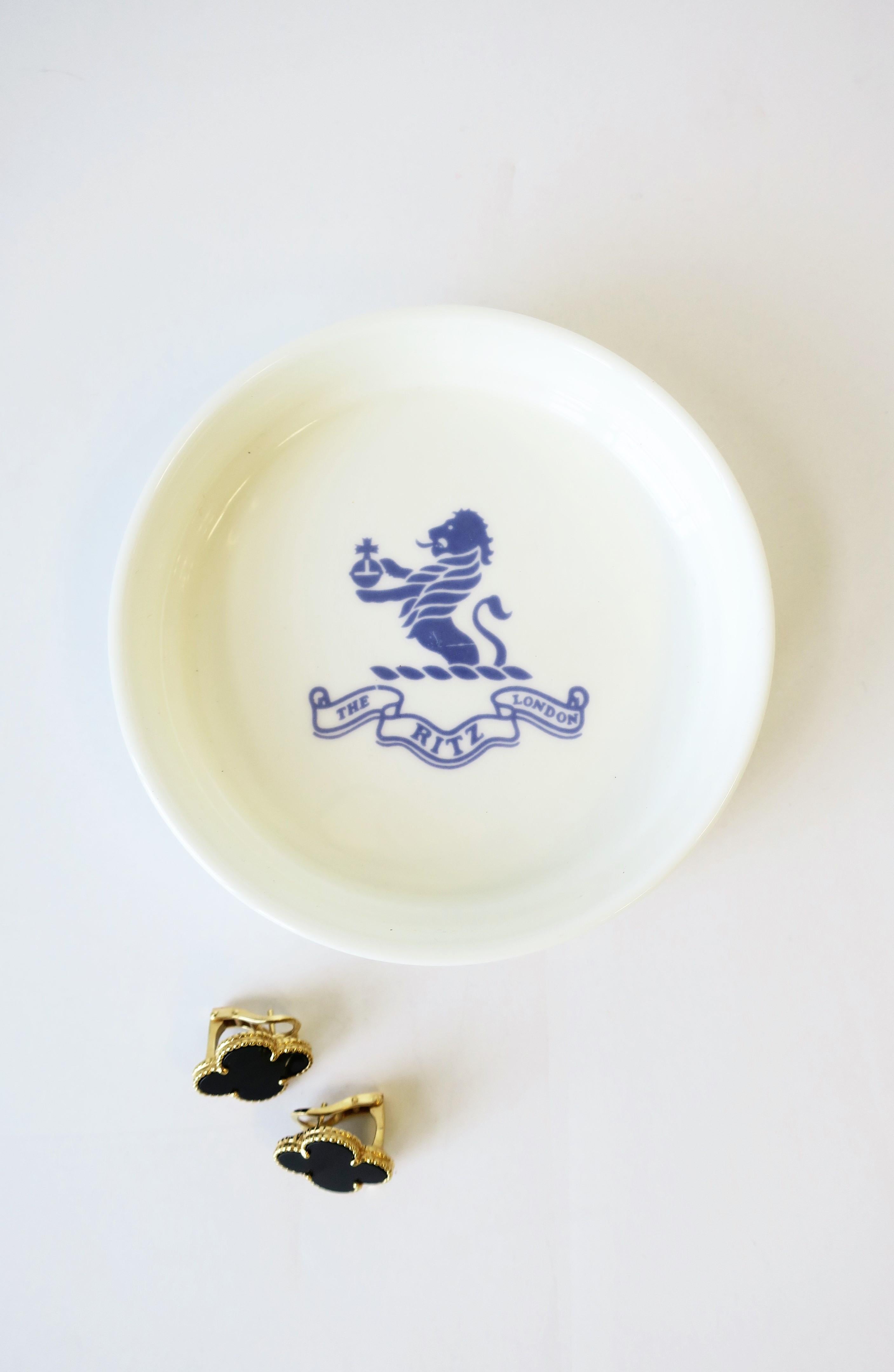 The Ritz Hotel London Blue and White Porcelain Jewelry Dish by Royal Doulton 1