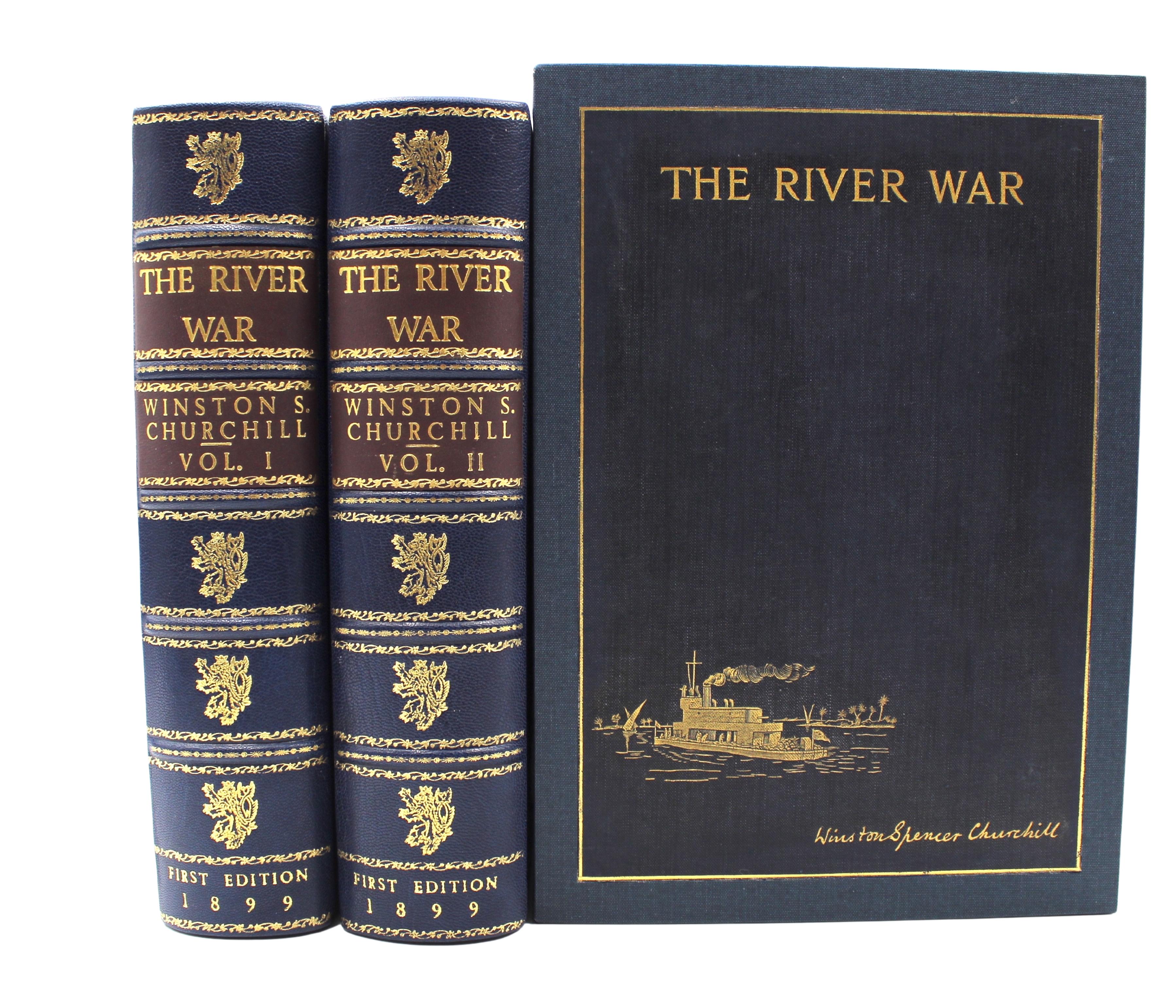 Churchill, Winston S. The River War: An Historical Account of the Reconquest of the Soudan. London: Longmans, Green, and Co., 1899. Edited by Col. F. Rhodes, D.S.O. Illustrated by Agnus McNeill, Seaforth Highlanders. Two Volume Set. First Edition