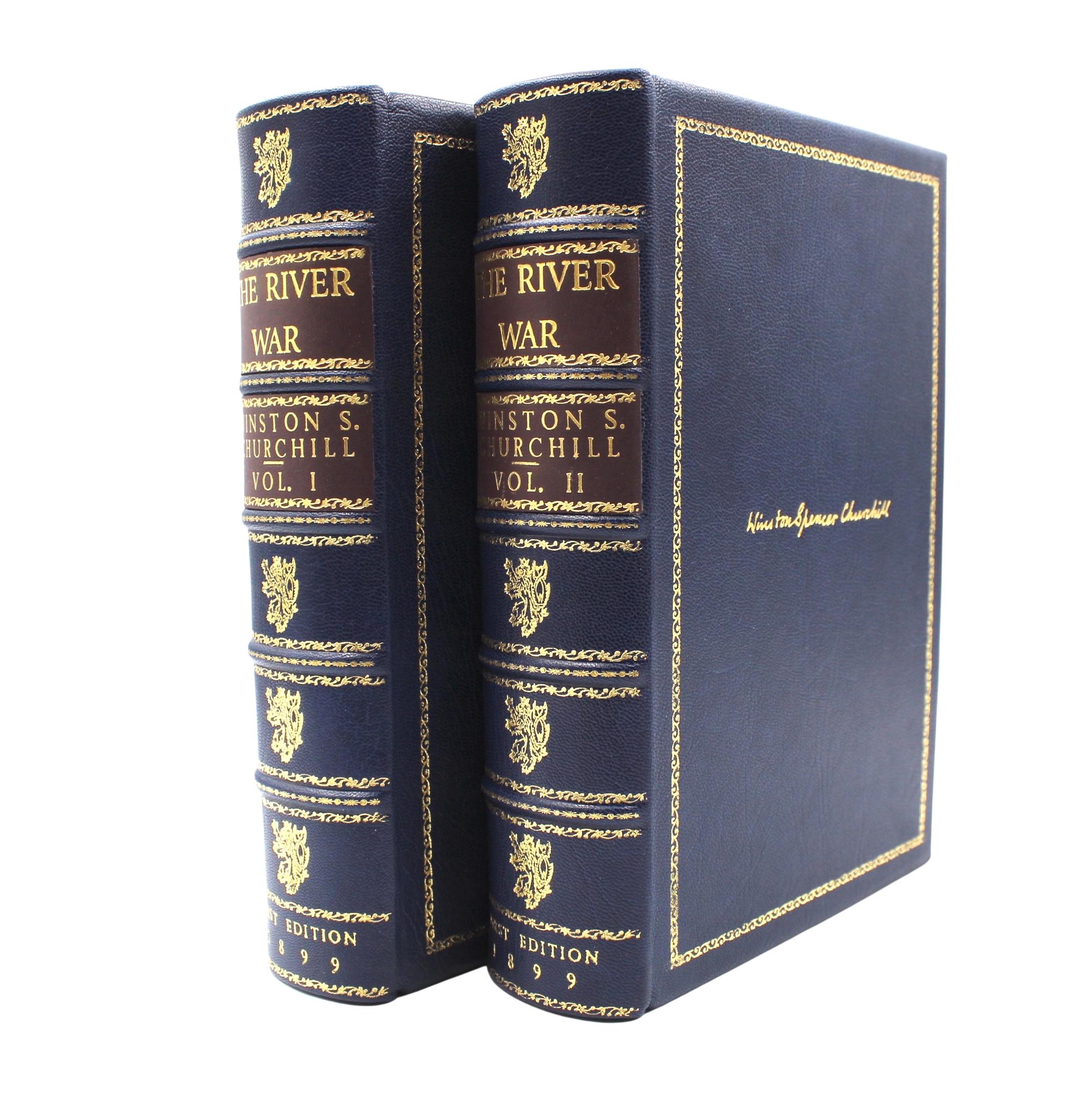 Embossed The River War by Winston S. Churchill, First Edition, Two Volume Set, 1899 For Sale