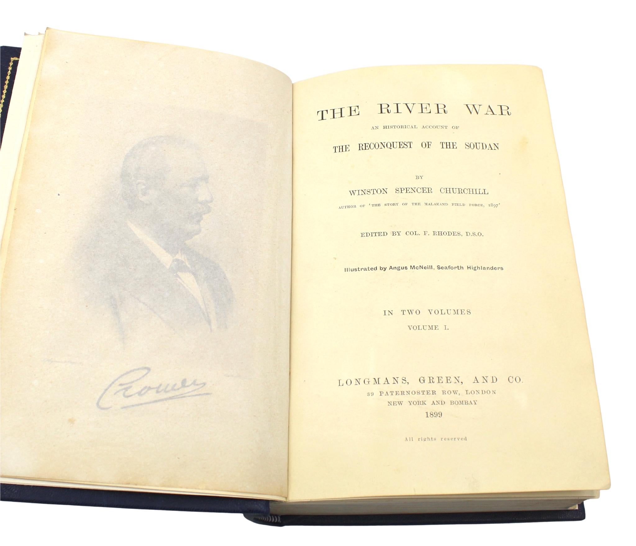 The River War von Winston S. Churchill, Erstausgabe, Zweibändiges Band, 1899 im Angebot 1