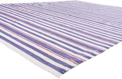 The Riviera Line: A Vintage Dhurrie Masterpiece of Coastal Modern Elegance