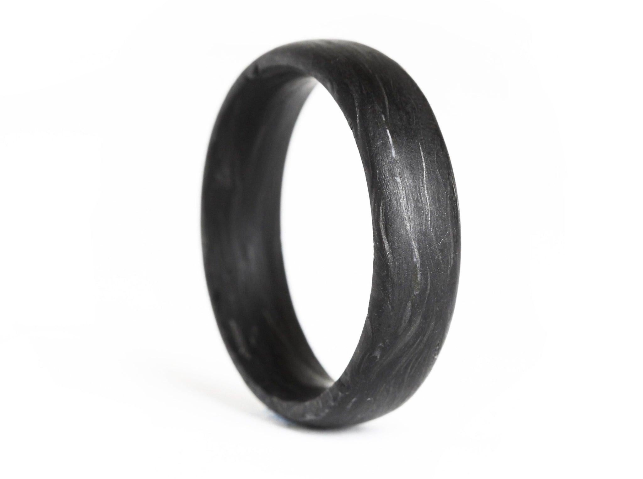For Sale:  The Roa : Forged Raw Carbon Fiber Slight Dome Comfort Fit Wedding Band 3