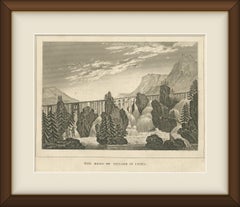 The Road of Pillars in China, Mountain Gorge, Antique Engraving, circa 1820