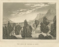 The Road of Pillars in China, Mountain Gorge, Antique Engraving, circa 1820