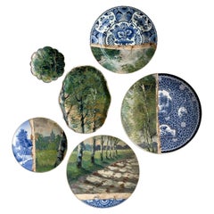 "The Road to the Village" Installation of Ceramic Plates and Oil on Canvas