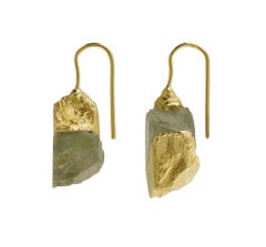 The Rock Hound's RockStars Raw Albite Drop Earrings in 18 Carat Yellow Gold