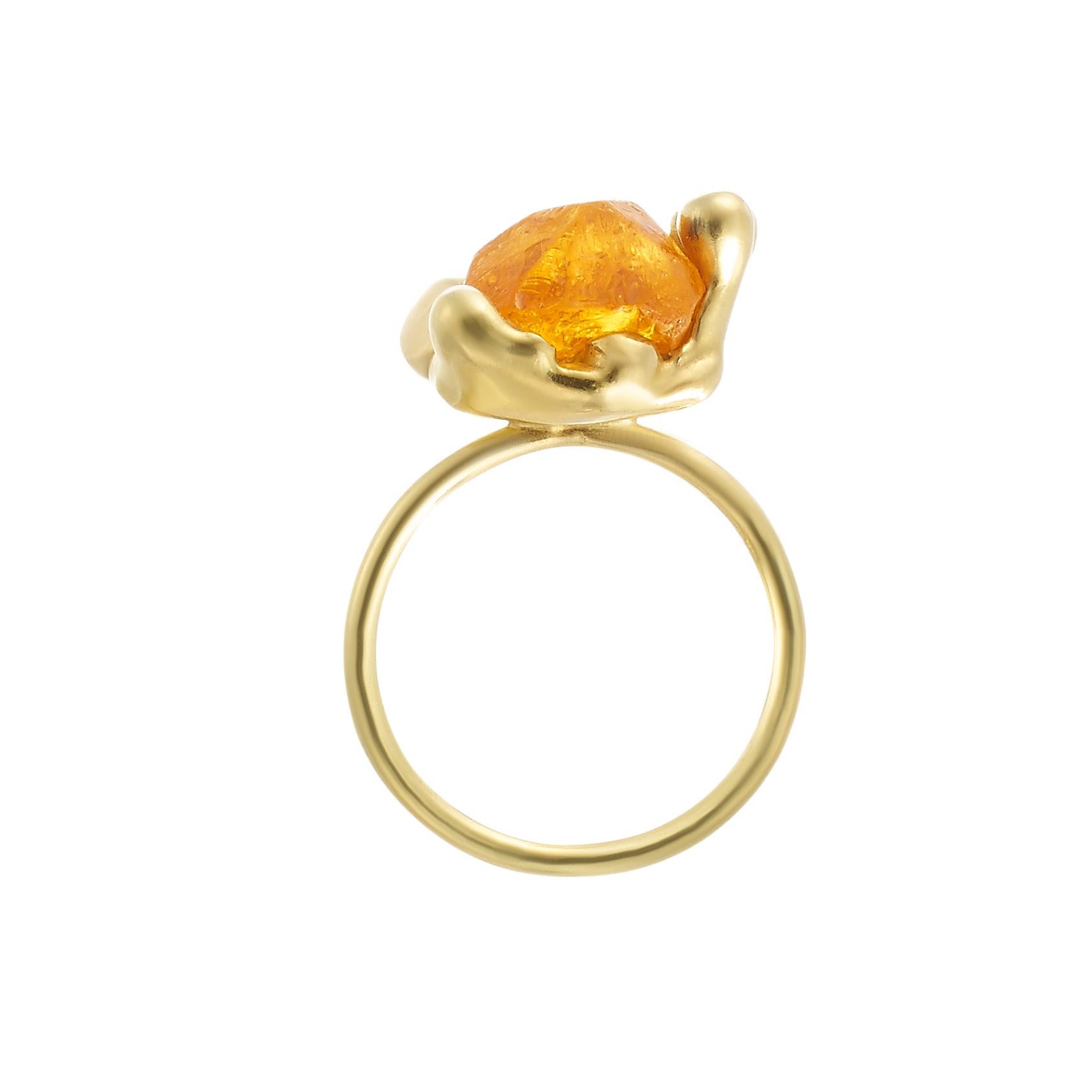 The Rock Hound are self confessed gem geeks and their RockStars Raw Collection is an homage to the structural form of natural crystals.

The RockStars Raw Spessartite Ring takes an orange Tanzanian Spessartite Garnet and drenches it in 18 Carat