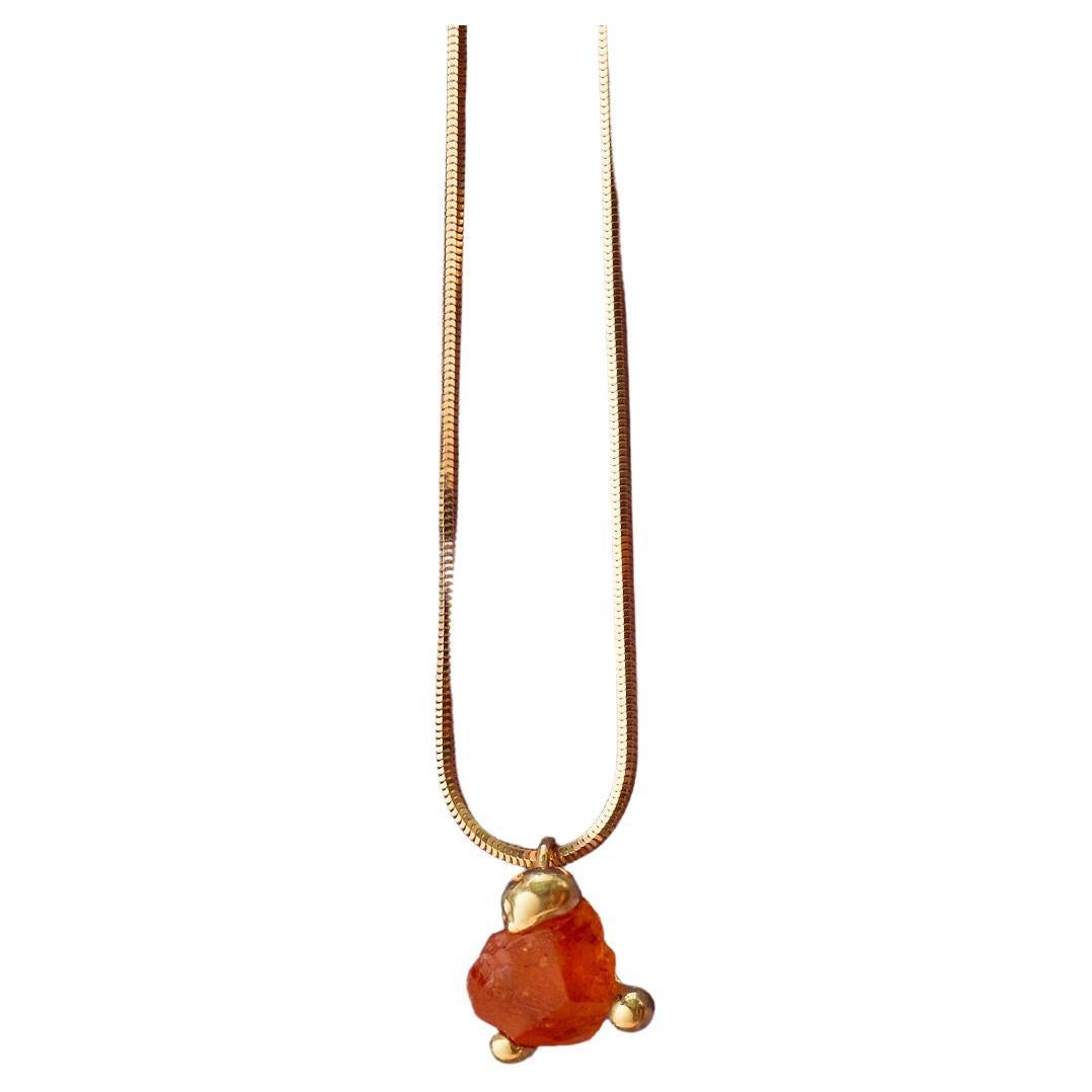 The Rock Hound's RockStars Spessartite Garnet Crystal Necklace 18kt Yellow Gold