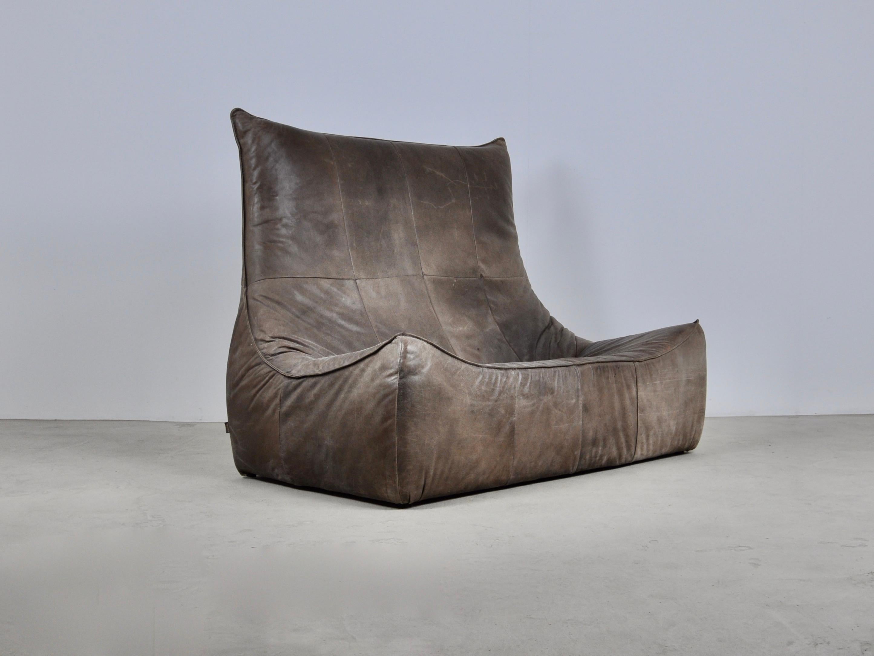 Mid-Century Modern Rock Leather Sofa by Gerard Van Den Berg for Montis, 1970s