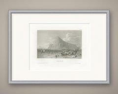The Rock of Gibraltar, Antique View from the Shore with Boats, circa 1850