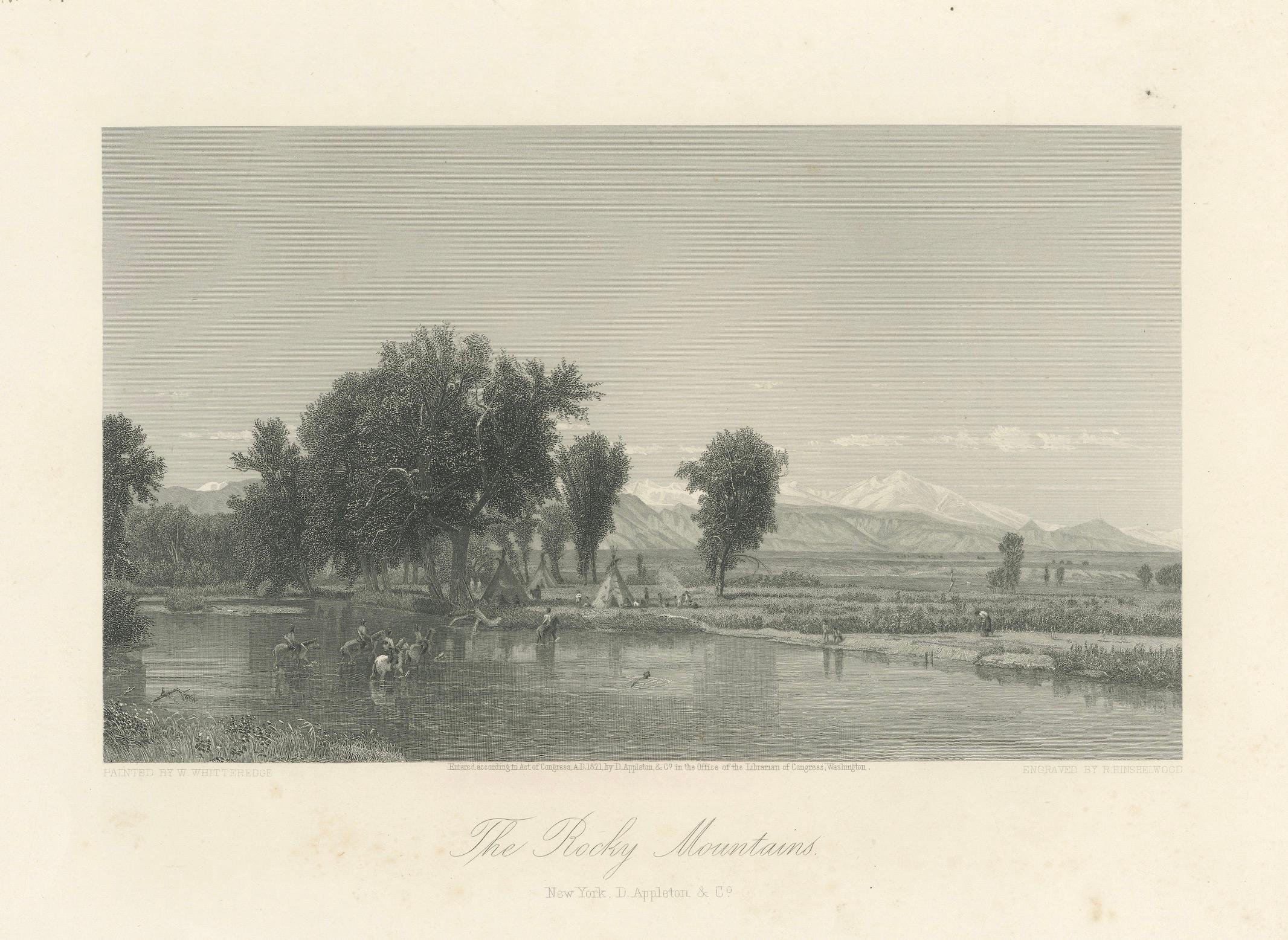 The Rocky Mountains, Western Frontier Landscape – Antique Engraving, ca.1873
