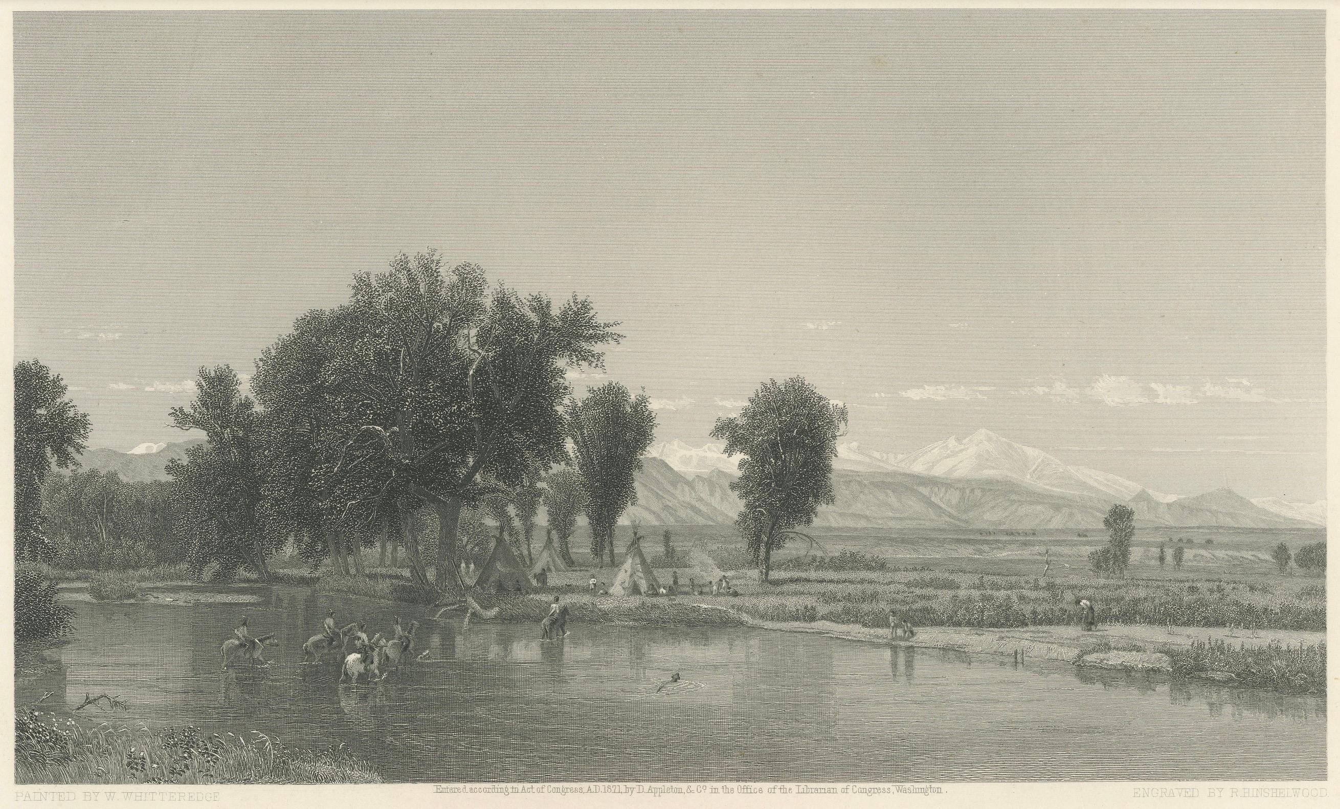 The Rocky Mountains, Western Frontier Landscape – Antique Engraving, ca.1873