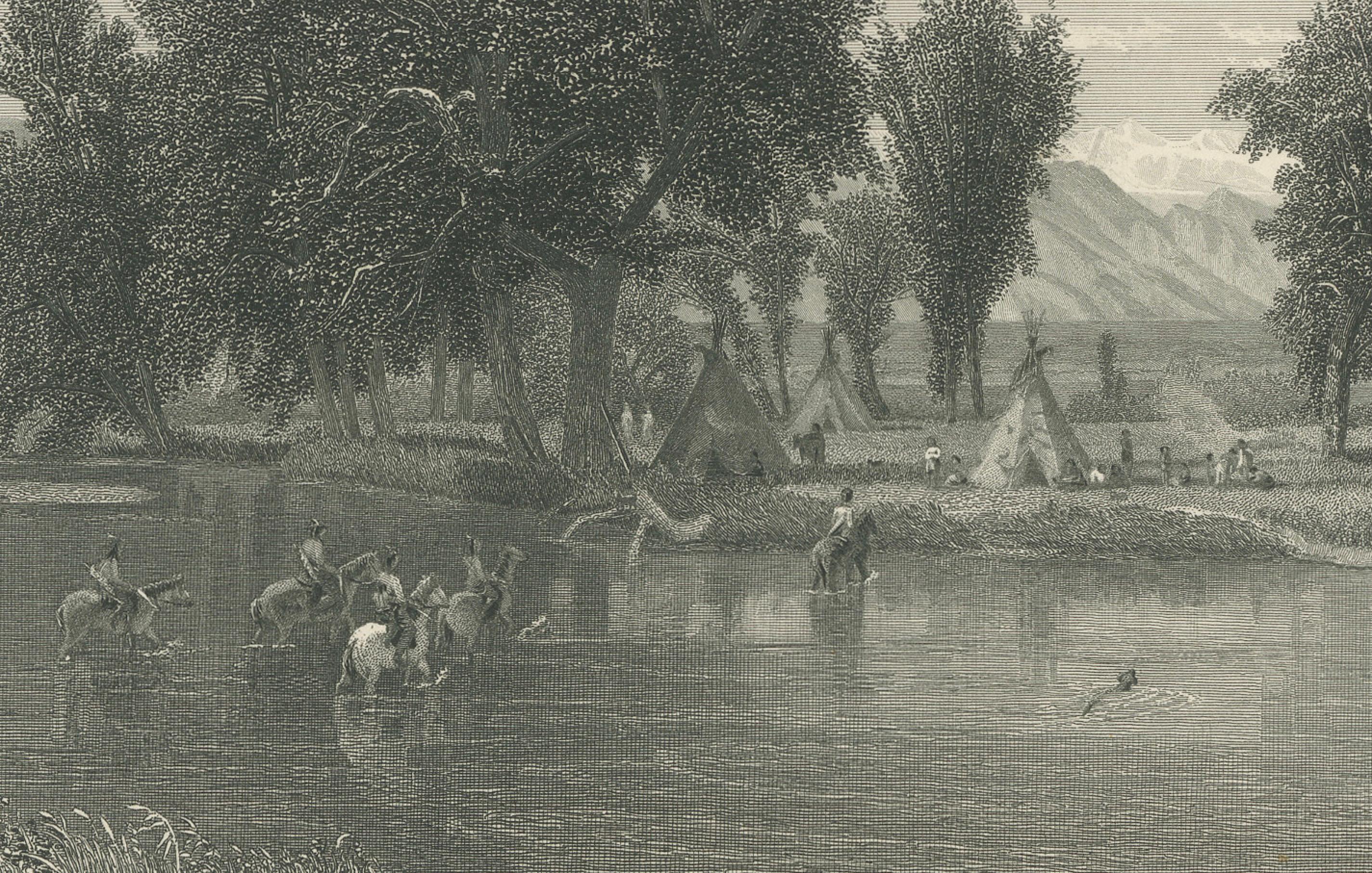 The Rocky Mountains, Western Frontier Landscape – Antique Engraving, ca.1873