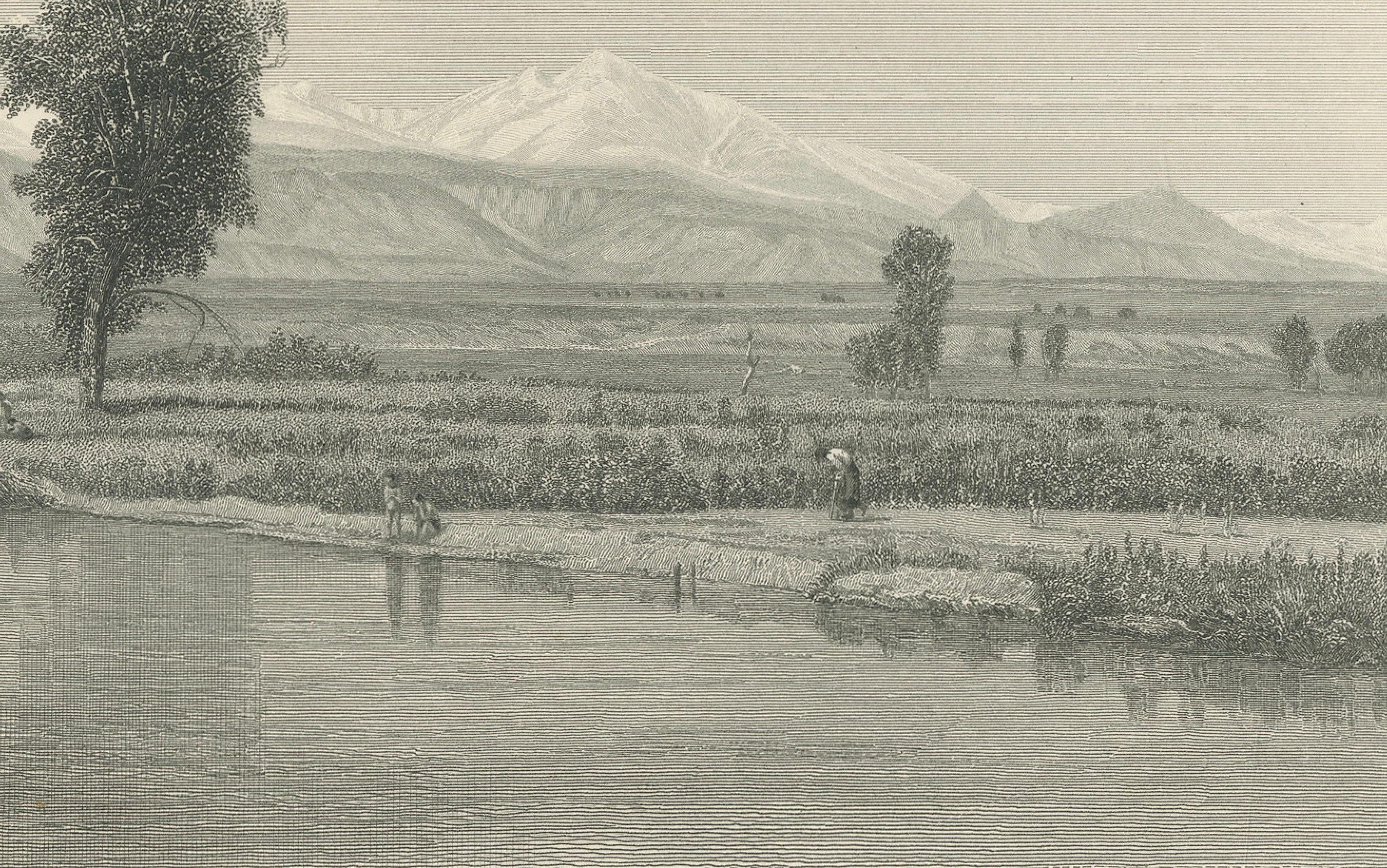 The Rocky Mountains, Western Frontier Landscape – Antique Engraving, ca.1873